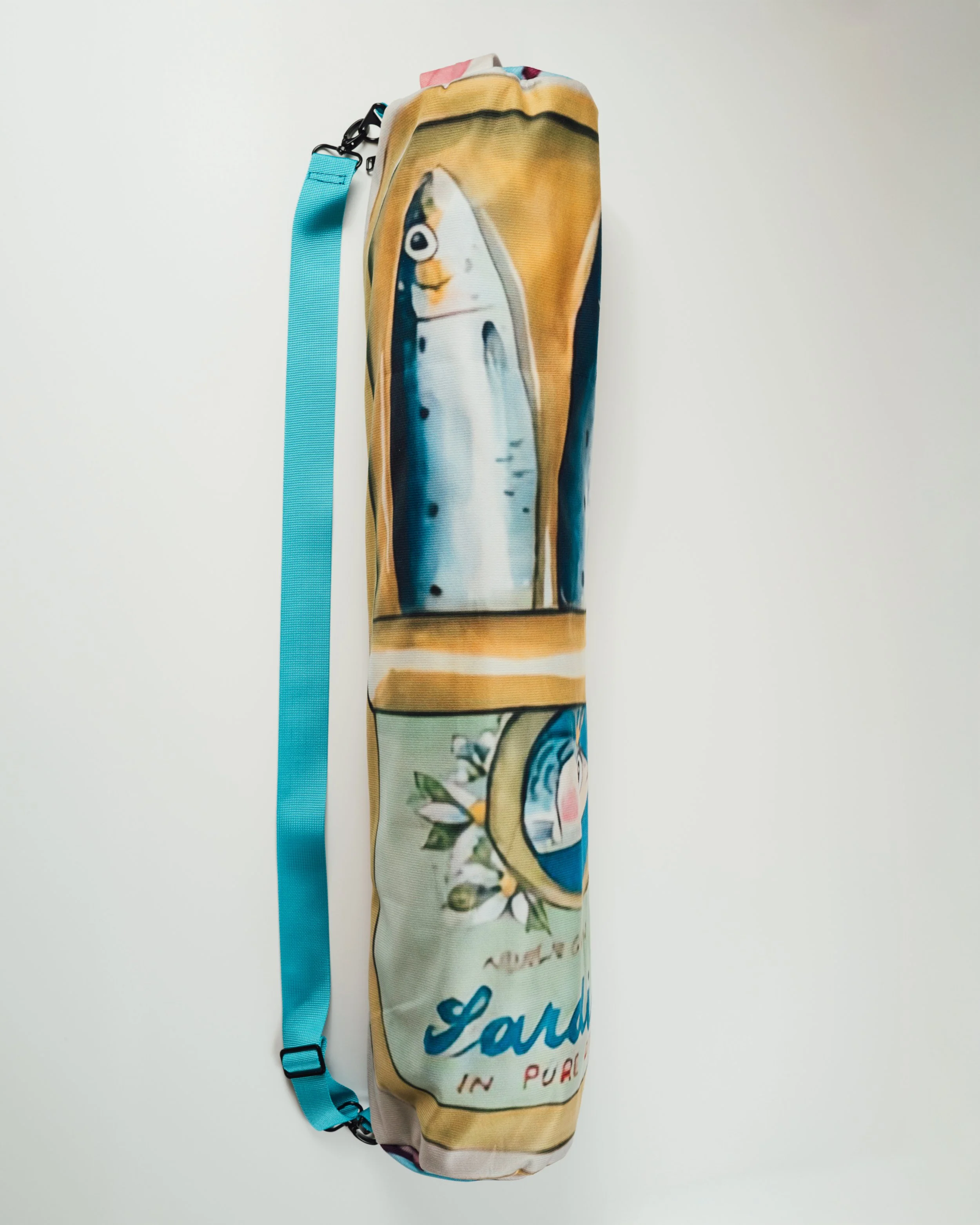 Handmade Yoga Mat Bag with Sardine Print