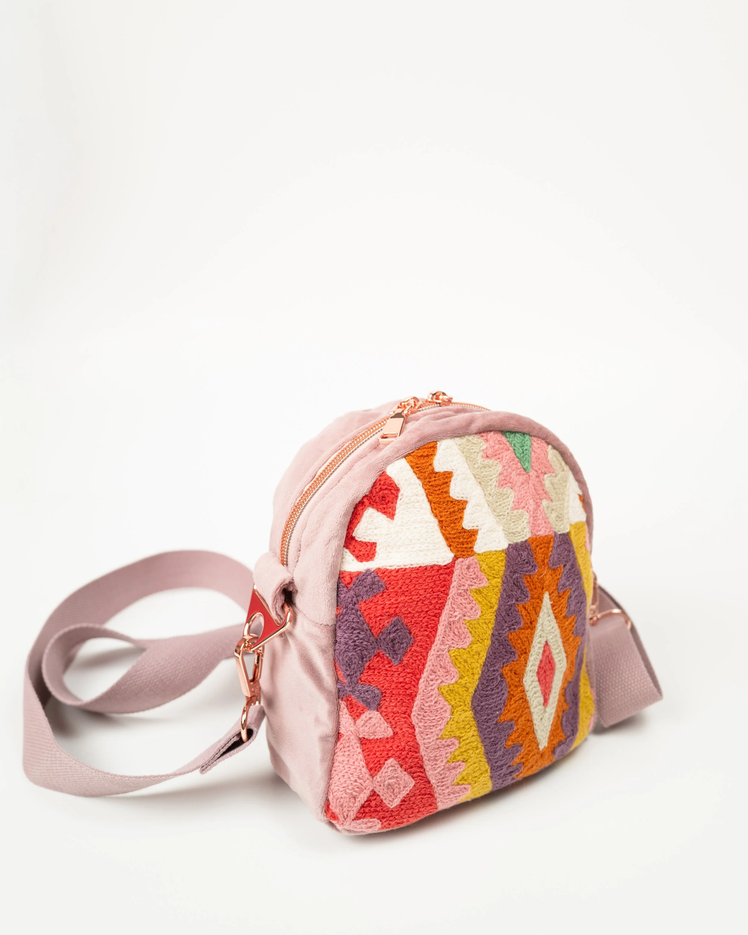 Velvet Crossbody Bag, One-of-a-Kind Upholstery Fabric Panel