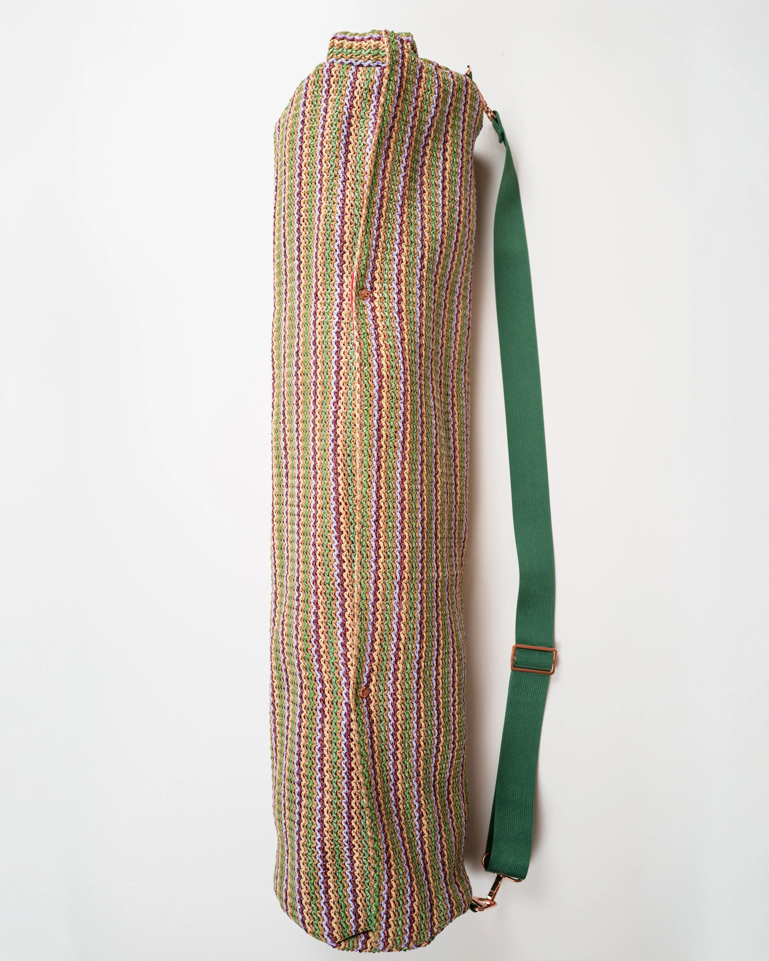 Handmade Boho Yoga Mat Bag – Textured Woven Polyester Carry Case