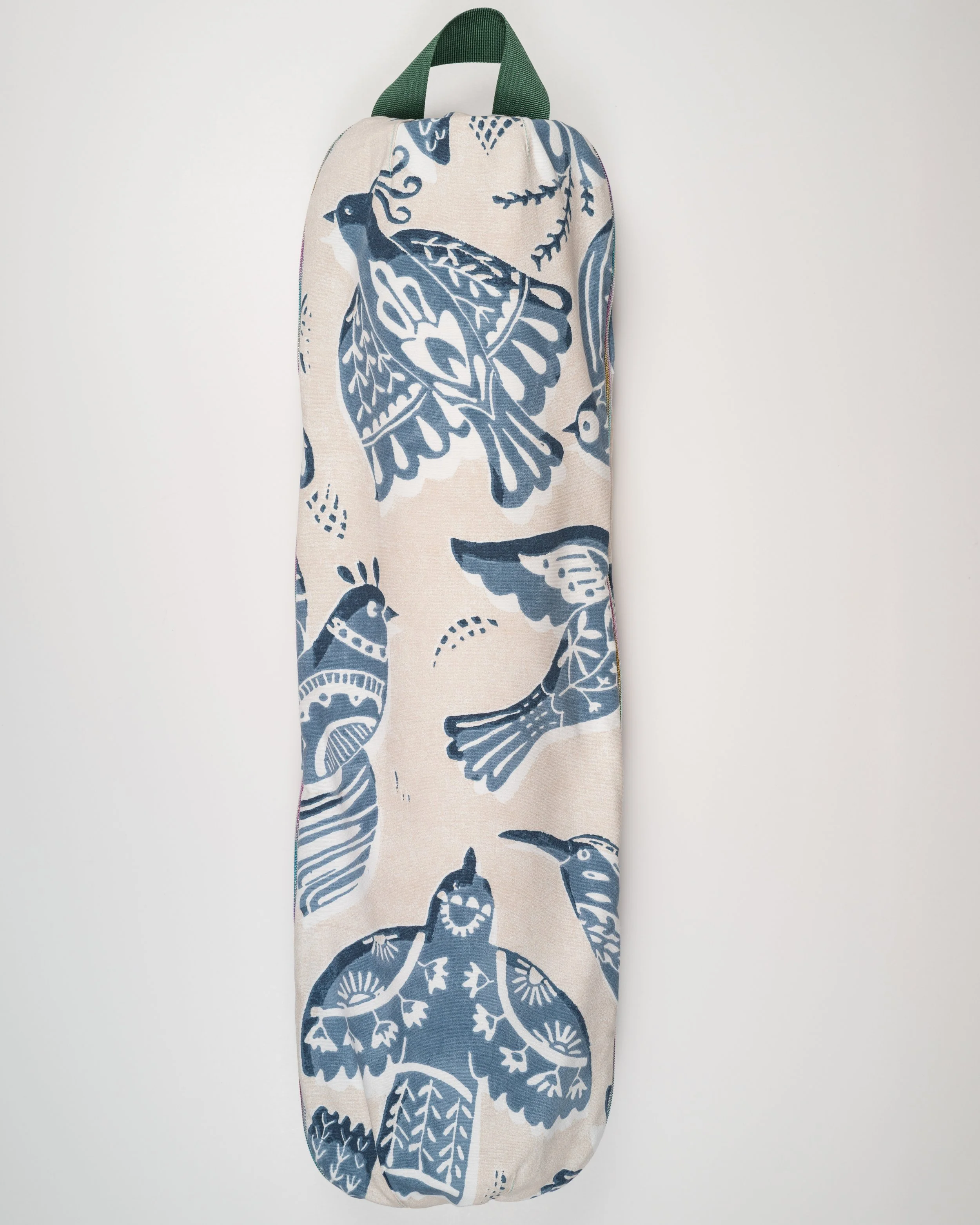 Handmade Yoga Mat Bag – Backpack Carry Case, fabric print with blue birds