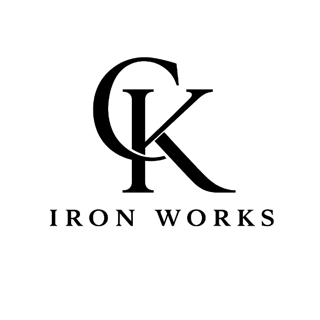 Logo with stylized letter 'Q' and 'K' intertwined above the text 'IRON WORKS'.