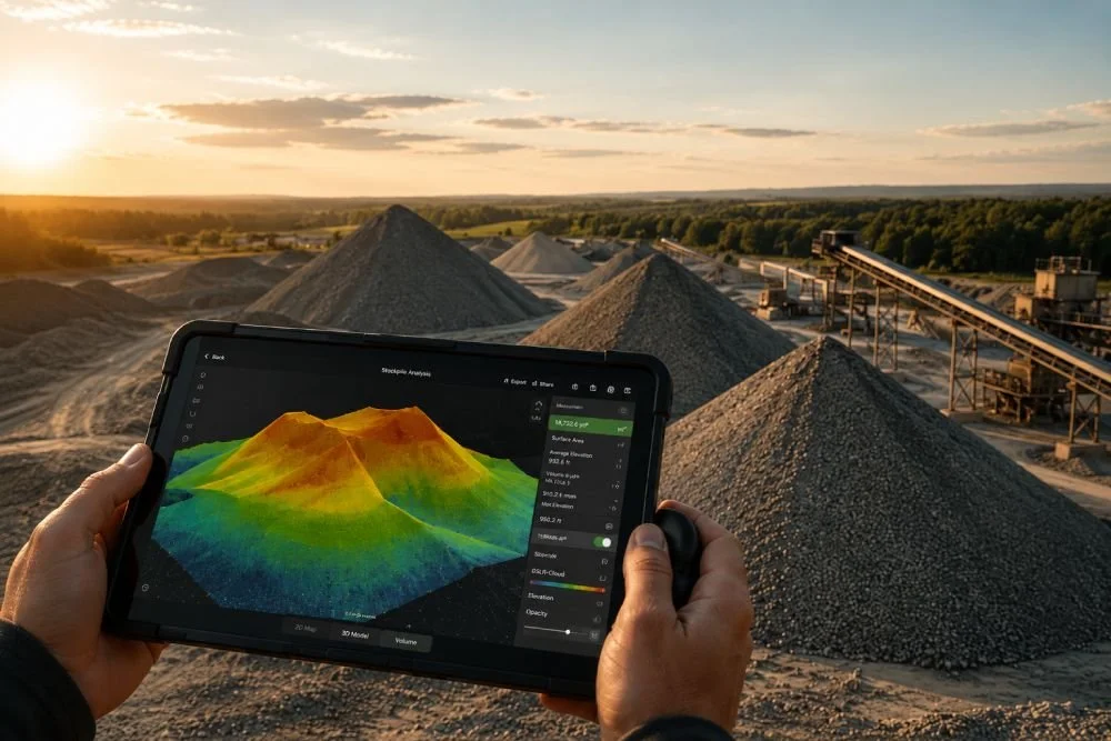Drone stockpile volume