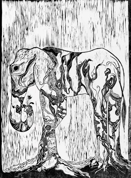 Art Therapy Woodcut by Celina Paul