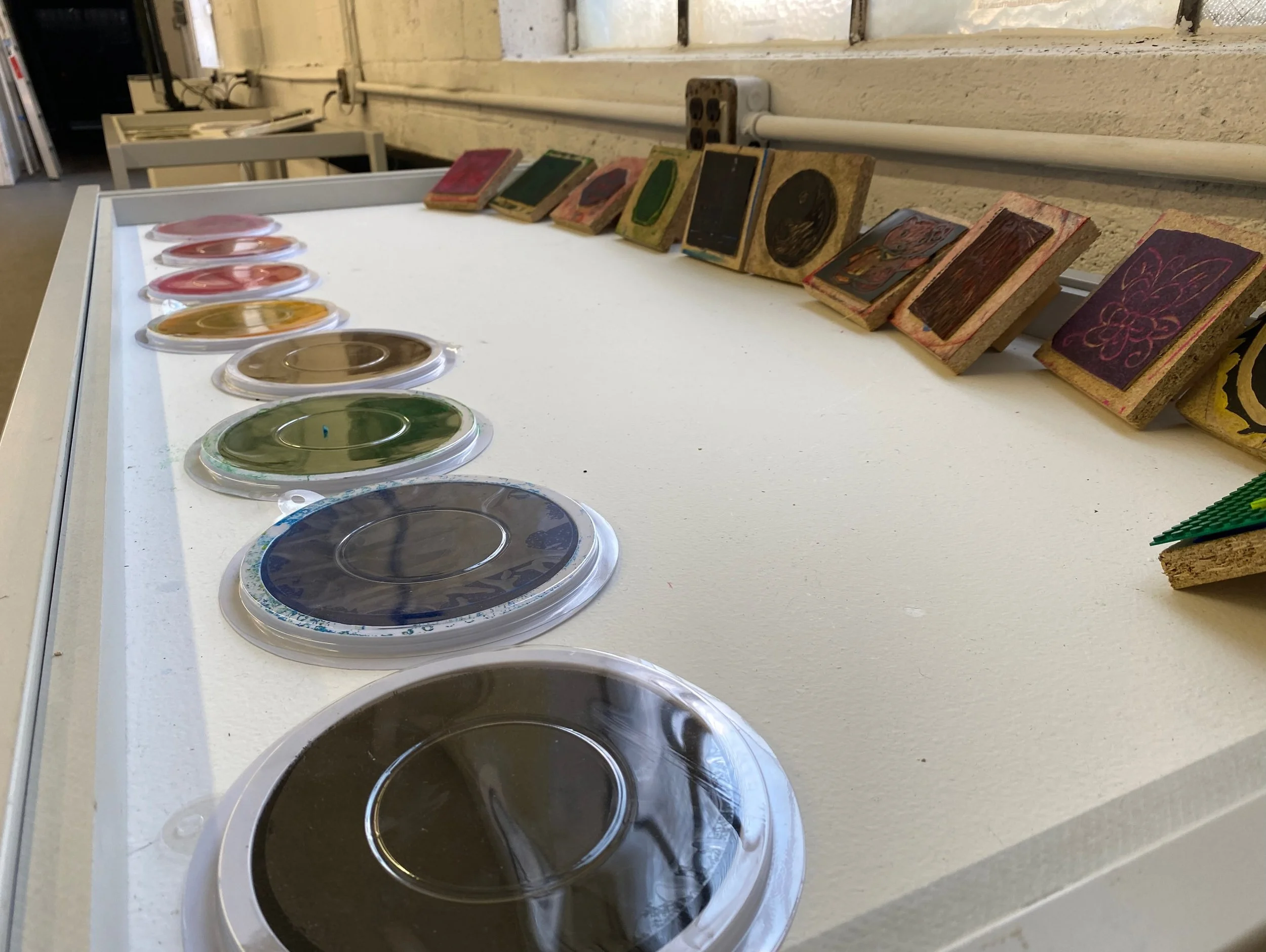 The last day of our SAP show is on Sunday, August 9th!

On view is handmade paper, hand-bound books, collages, and stamps made by this year's students.

Some of these pictures are from while our Summer Apprentices were working on the art displayed in
