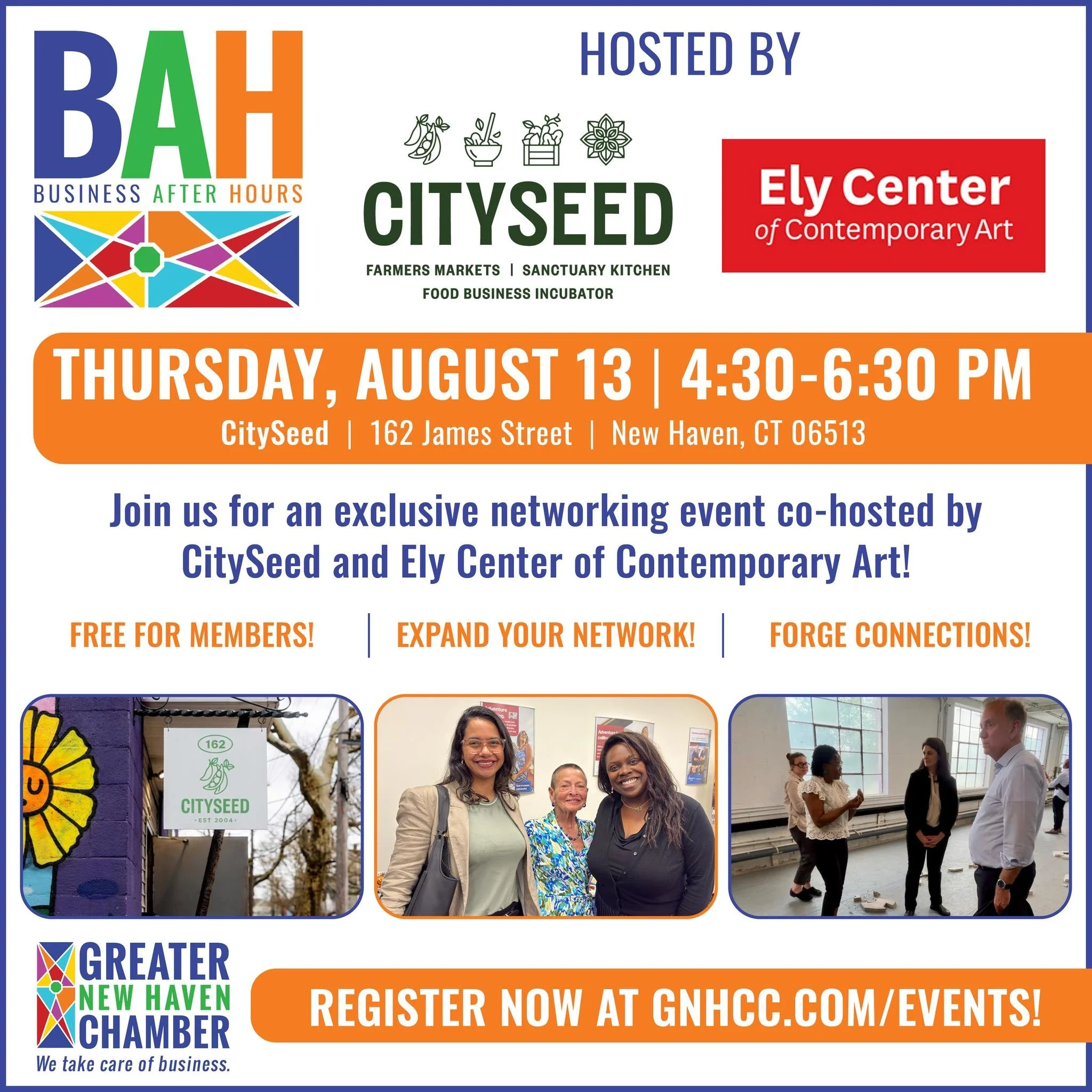 We are thrilled to be with @cityseedhaven for the Business After Hours event this Thursday, August 13th!

@greaternhchamber