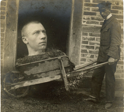 (3) Trick photo by unknown photographer
Gelatin silver print on postcard stock, Germany, 1910s-20s, NFS

The Christopher B. Steiner Collection
