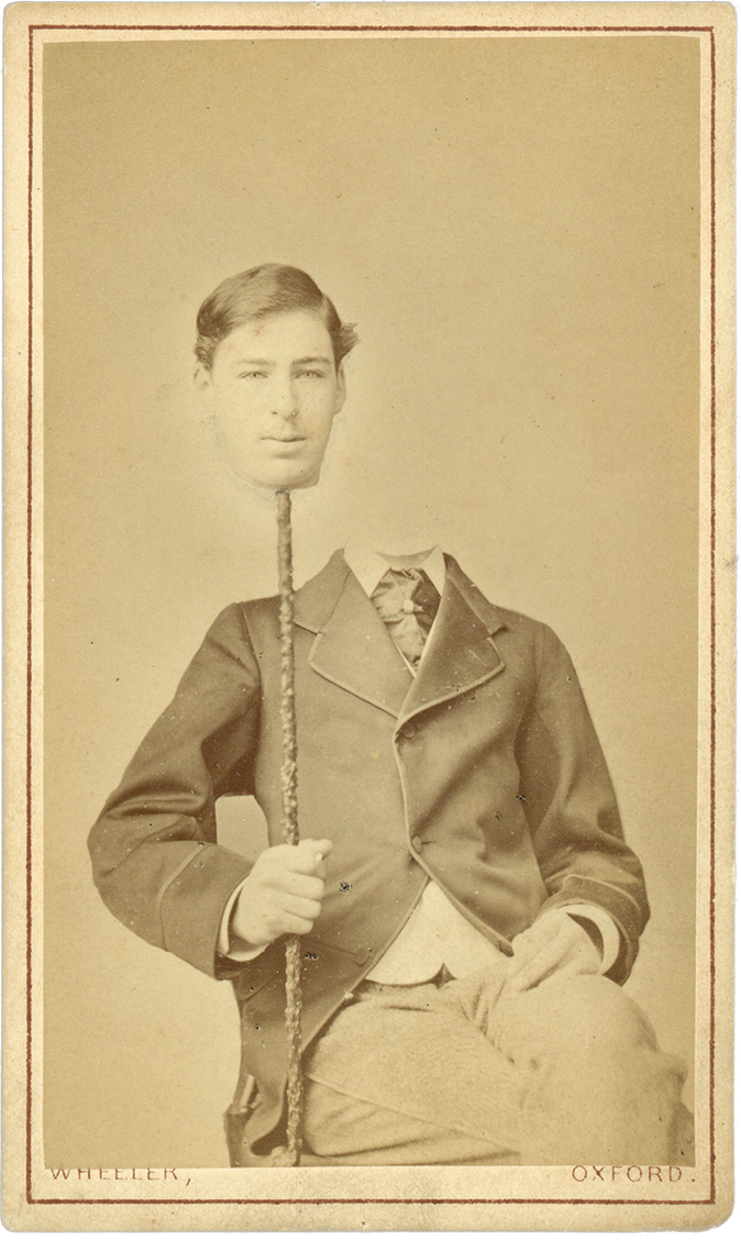 (1) Trick photo by William Henry Wheeler (1832-1915)
Carte-de-visite, Oxford, England, ca. 1870s, NFS

The Christopher B. Steiner Collection
