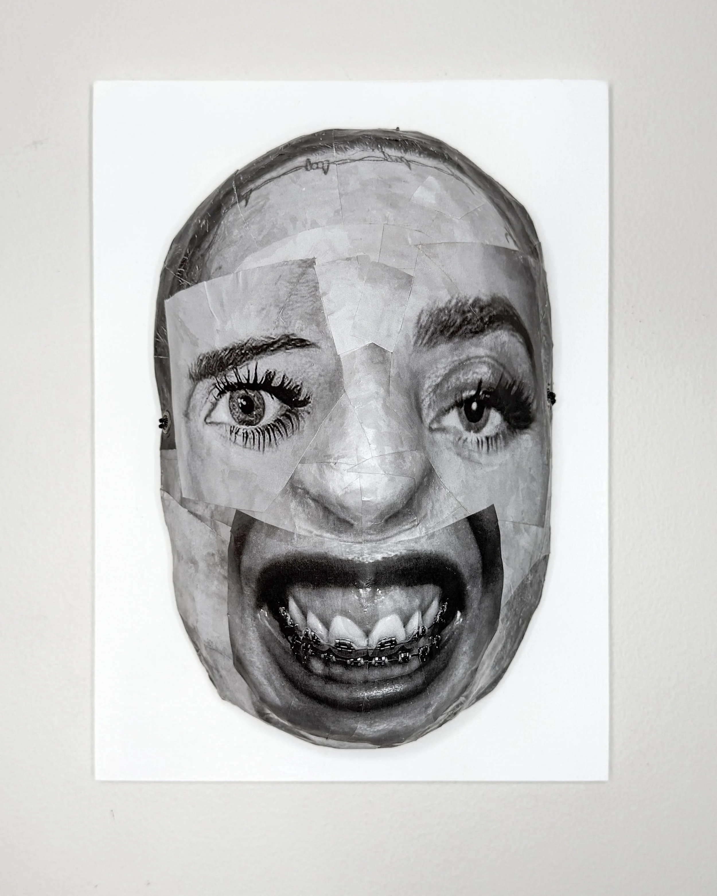 (2) Corrupted Cognition 58, plaster of paris, paper, glue 
9x12x5, $500 plus shipping