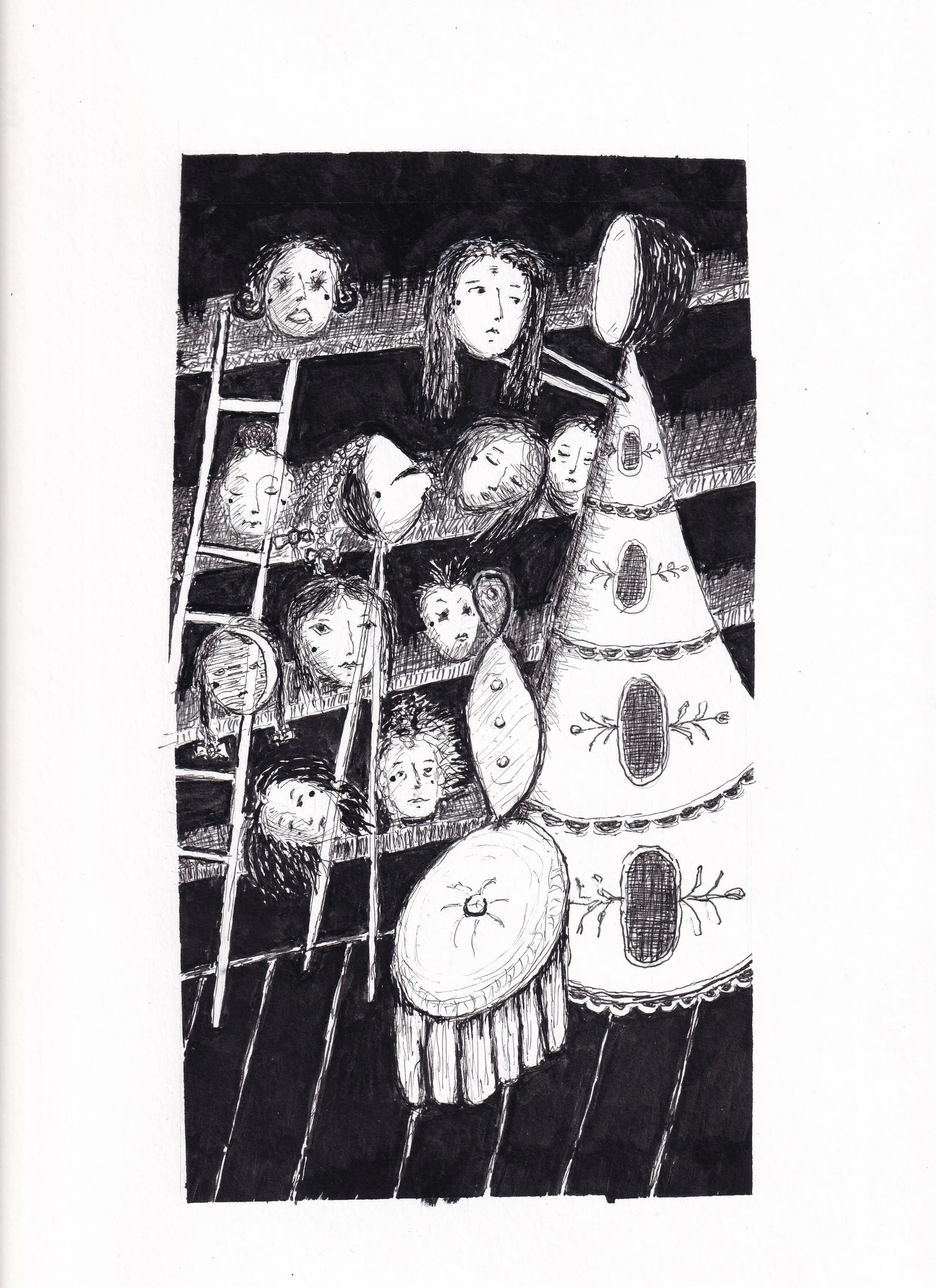 (3) Wardrobe (0525-A), 2025, Ink on Bristol
12”x 9”
$2,200
