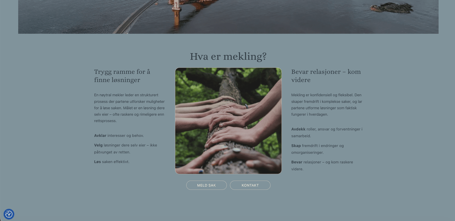 Den nye nettsiden til Advokatfirmaet BRO, skjermbilde 2