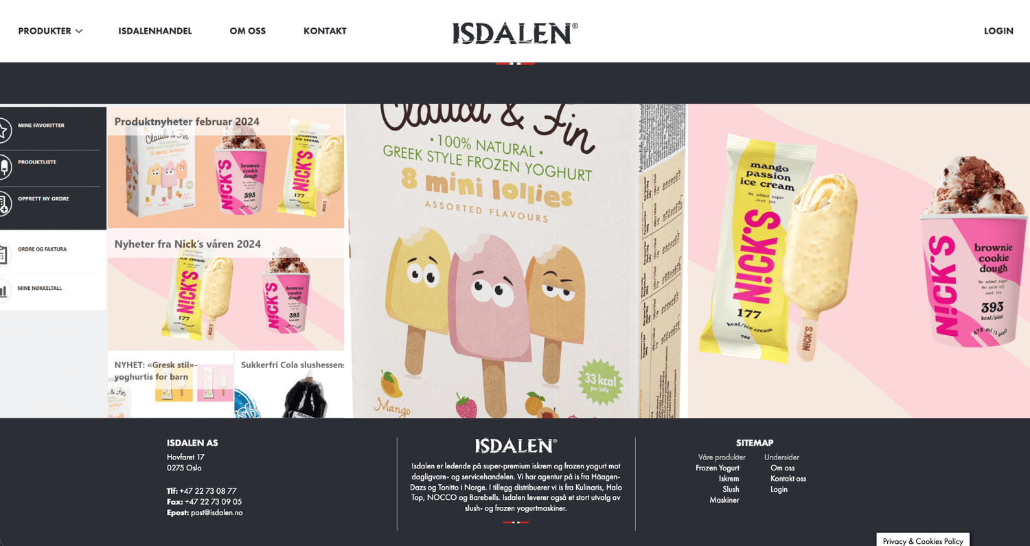 Den gamle nettsiden til Isdalen, skjermbilde 2