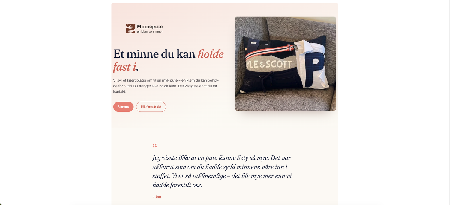 Den nye nettsiden til Hvinden Design, skjermbilde 3