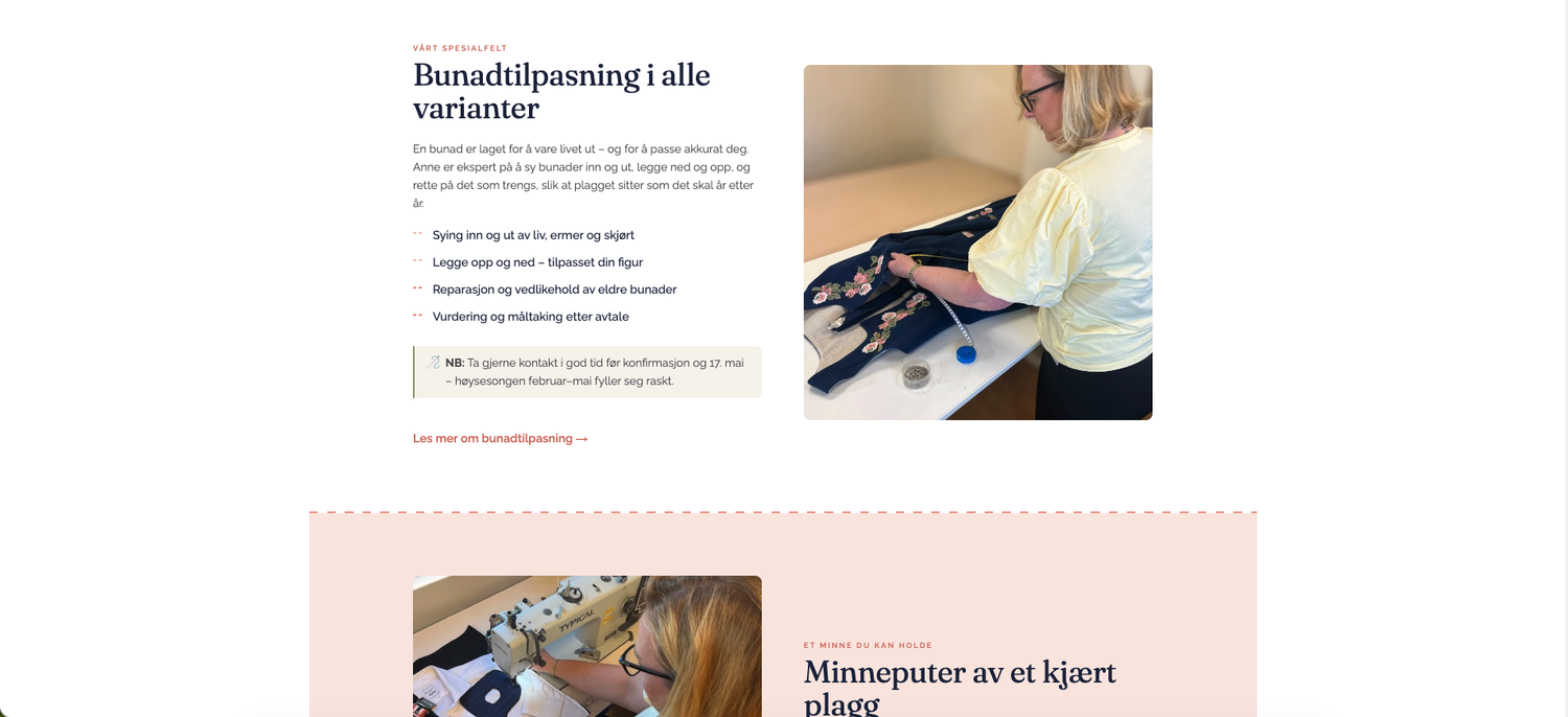 Den nye nettsiden til Hvinden Design, skjermbilde 2