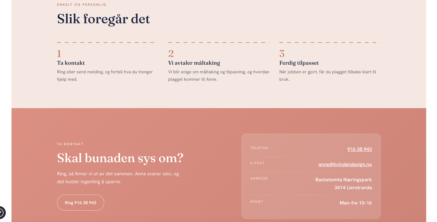 Den nye nettsiden til Hvinden Design – slik foregår det og kontakt