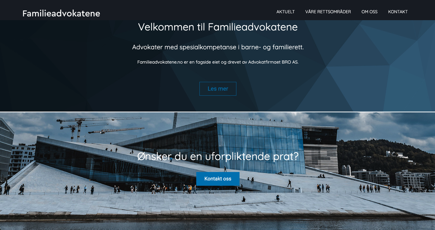 Den gamle nettsiden til Familieadvokatene, skjermbilde 2