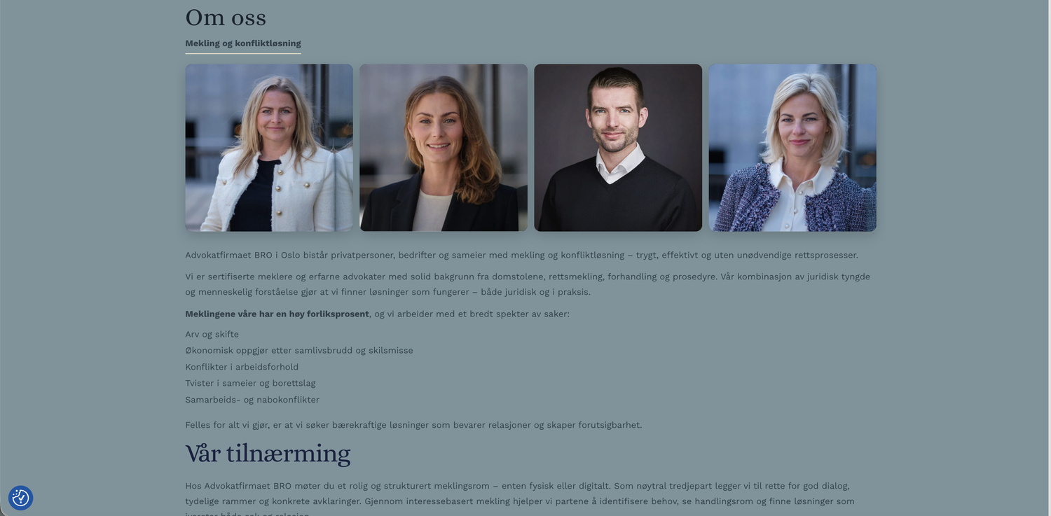 Den nye nettsiden til Advokatfirmaet BRO, skjermbilde 5