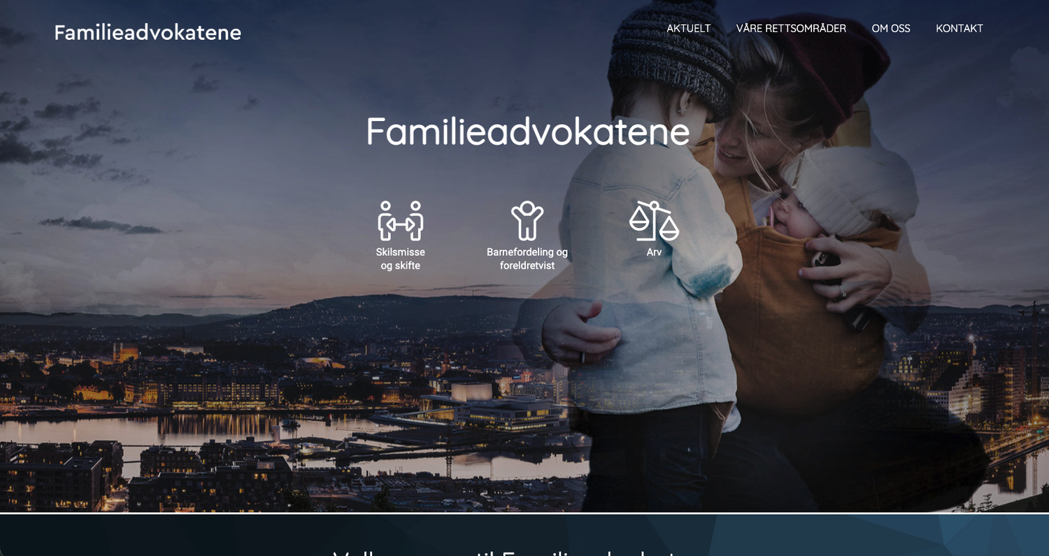 Den gamle nettsiden til Familieadvokatene, skjermbilde 1