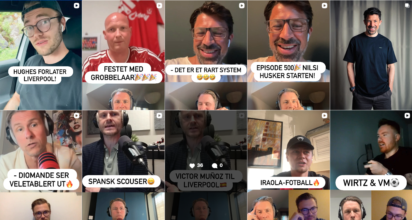 Et sammendrag av et videosamfunn med folk som snakker og lager innhold, med tekstbobler og kommentarer om ulike emner som fotball, TV-serie og videoer.