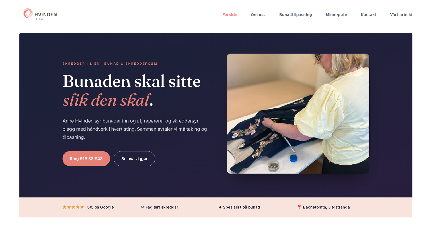 Nettsiden til Hvinden Design