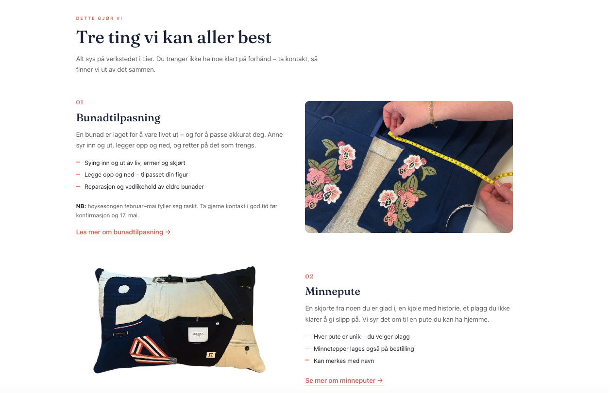 Den nye nettsiden til Hvinden Design, skjermbilde 1