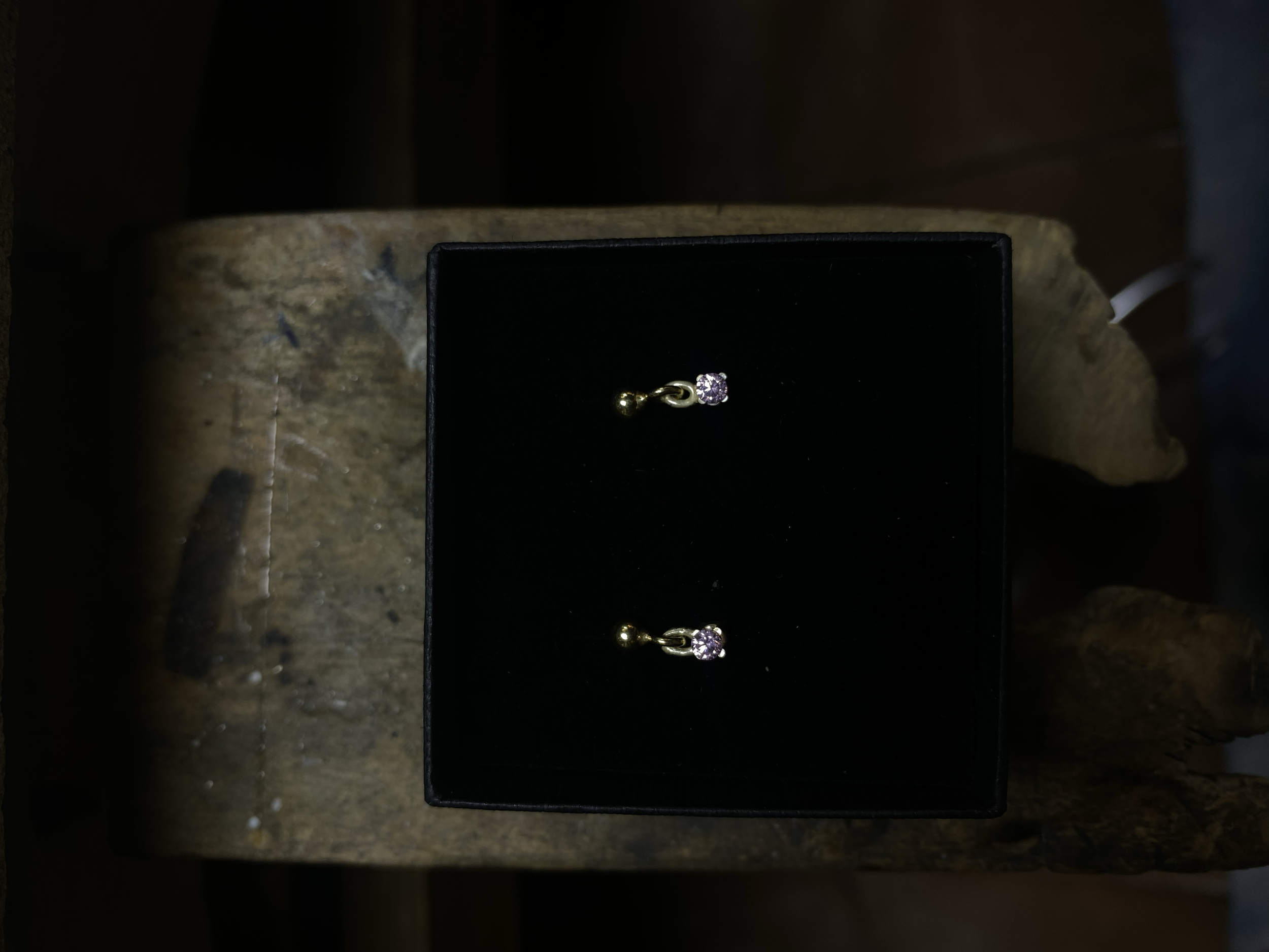 14 karaat gouden oorbellen met rosekwarts