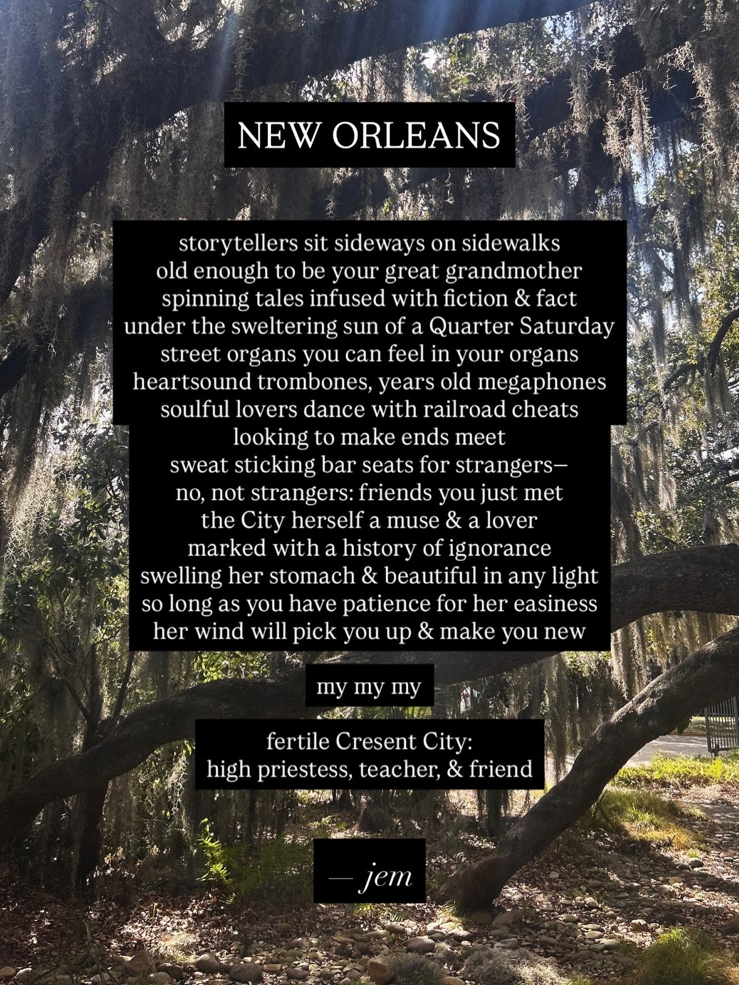 New Orleans &mdash;j.e.m.
#poetry #poems #neworleans 
#writersofinstagram #travel