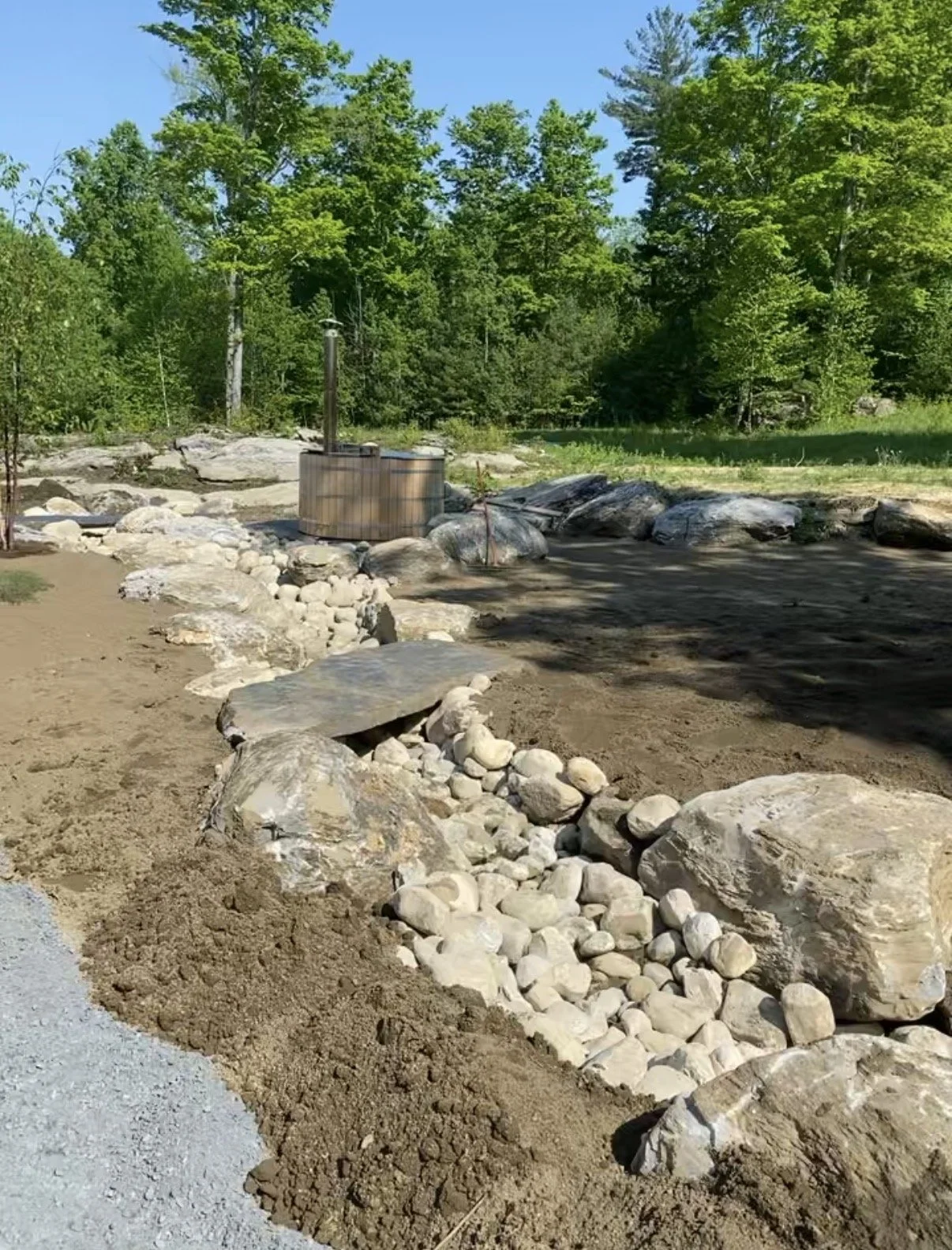 natural stone landscape with sauna