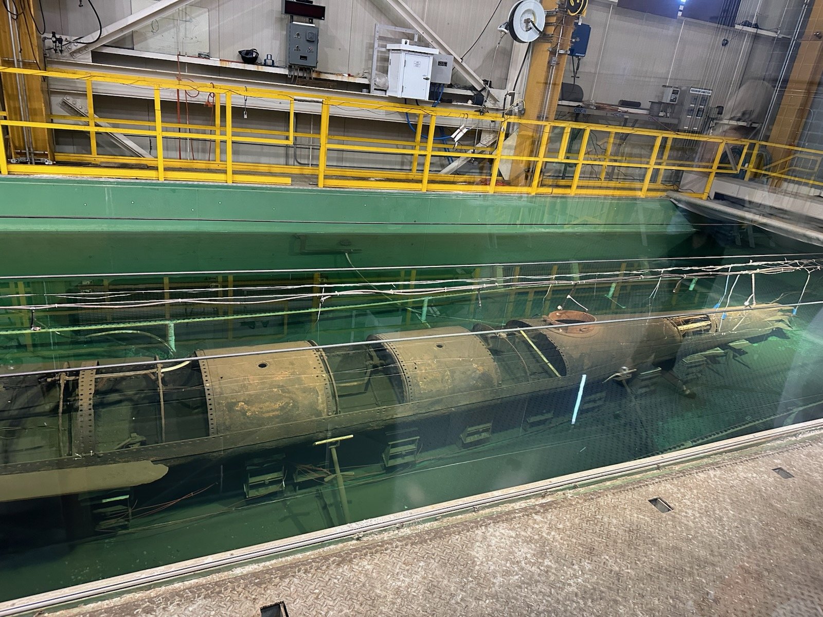 CSS Hunley in her 75,000 gallon tank - Charleston, South Carolina