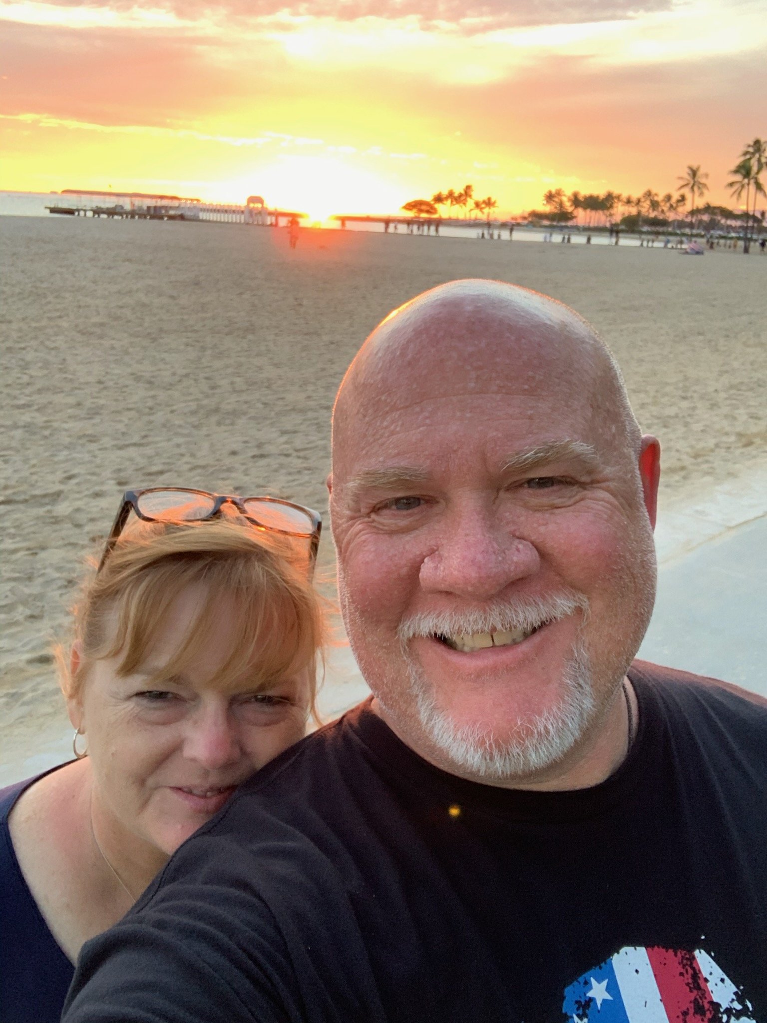 Enjoying Sunset on Waikiki Beach Outside the Hale Koa - Oahu, Hawaii