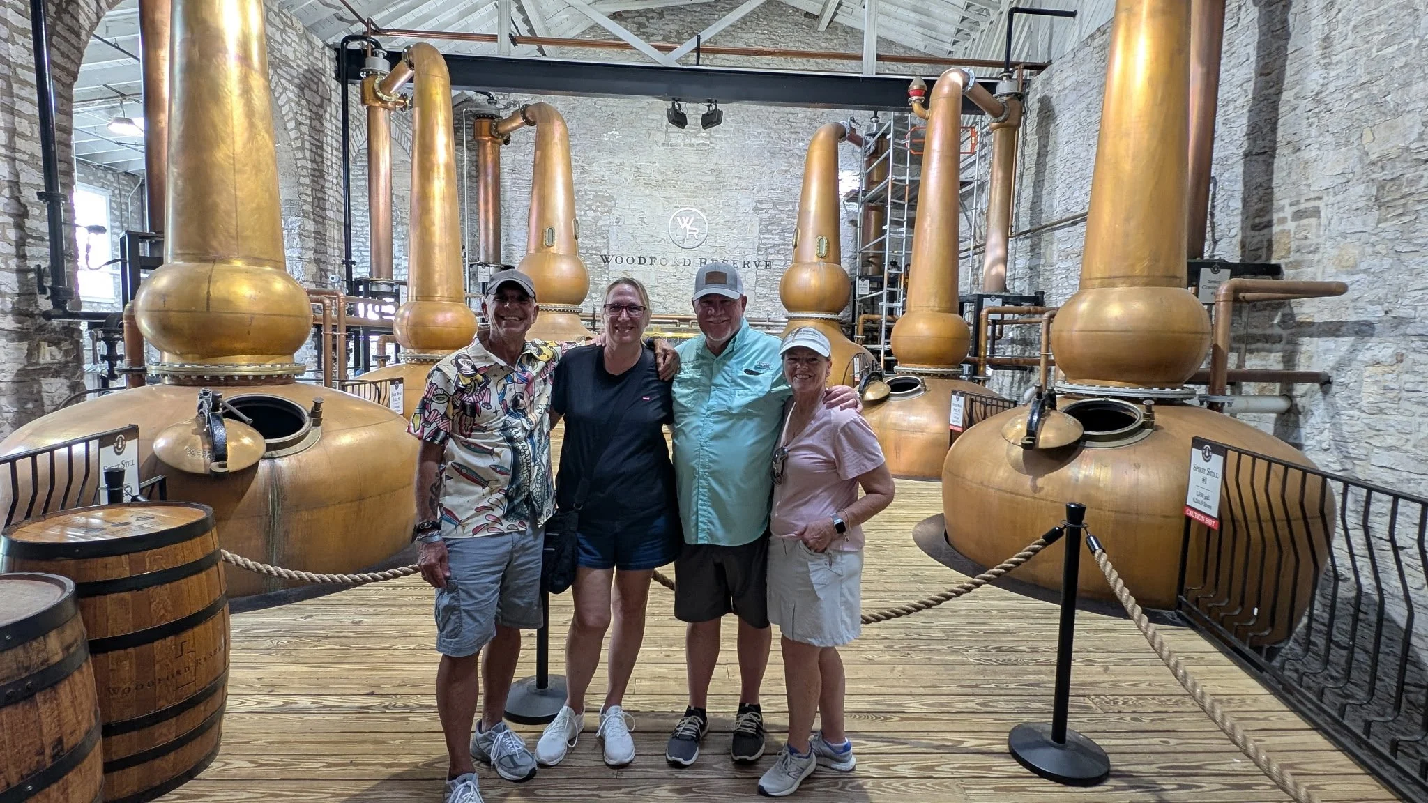Copper pot stills inside a distillery