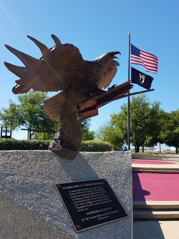 The Global War on Terror Memorial at Veterans Memorial Park of Pensacola - The Eagle is Clutching a Piece of the Twin Towers