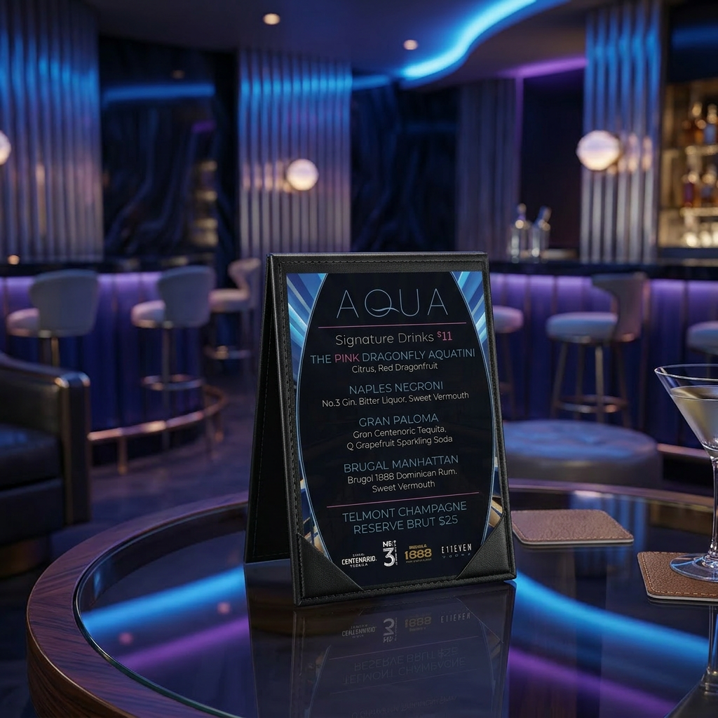 Aqua Cocktail Menu Insert