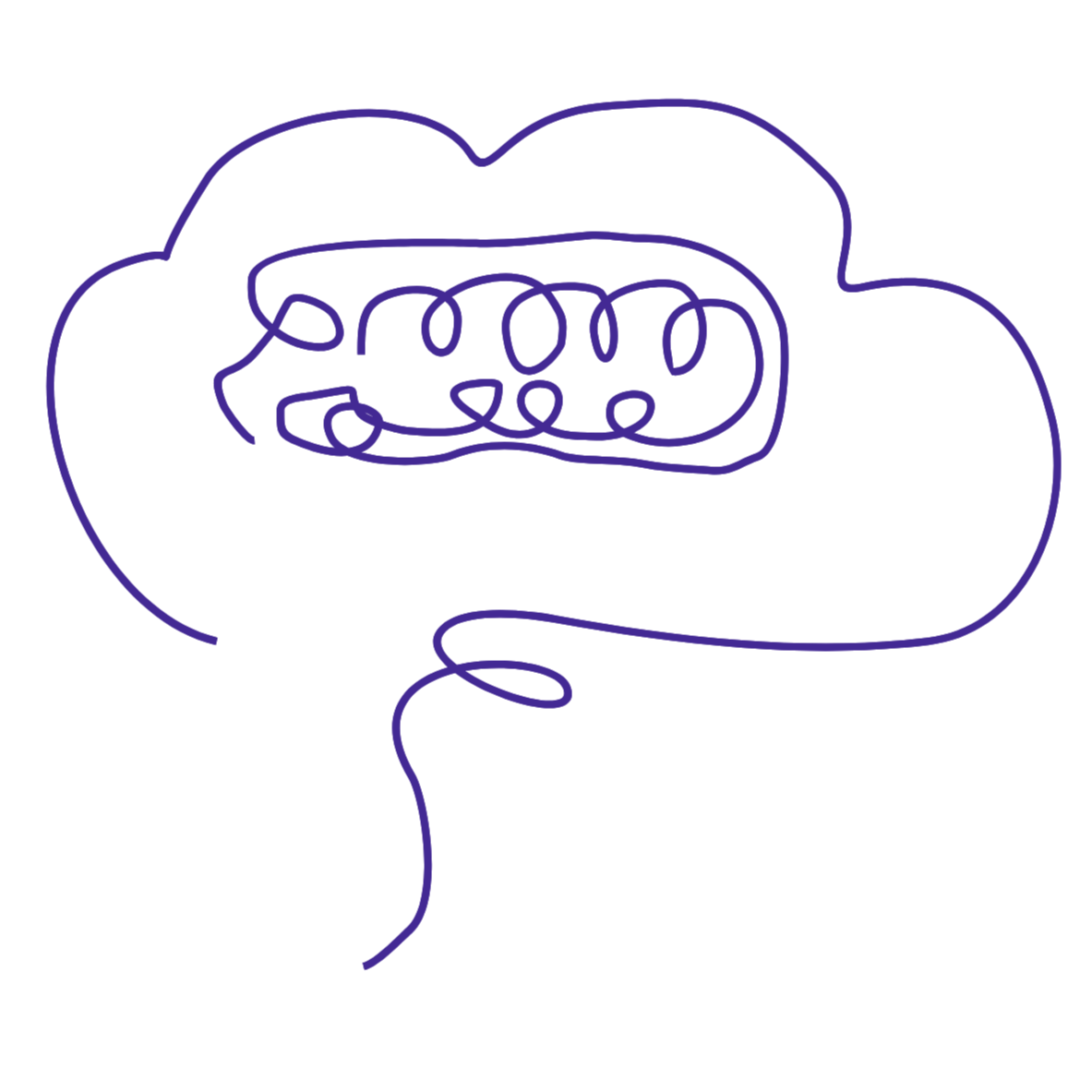 Outline scribbly drawing of a thought bubble / wondering symbol