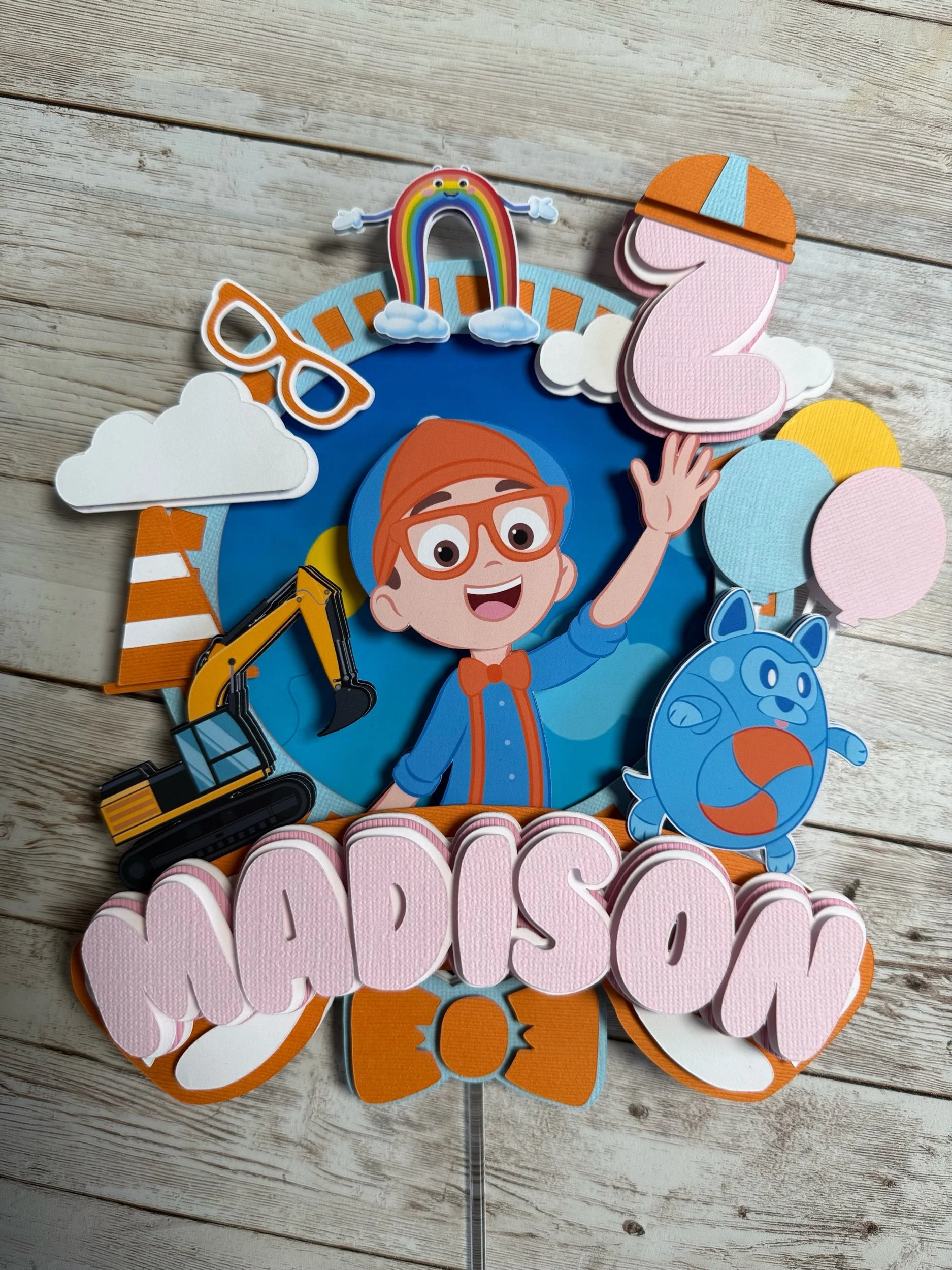 Pink Blippi Cake Topper