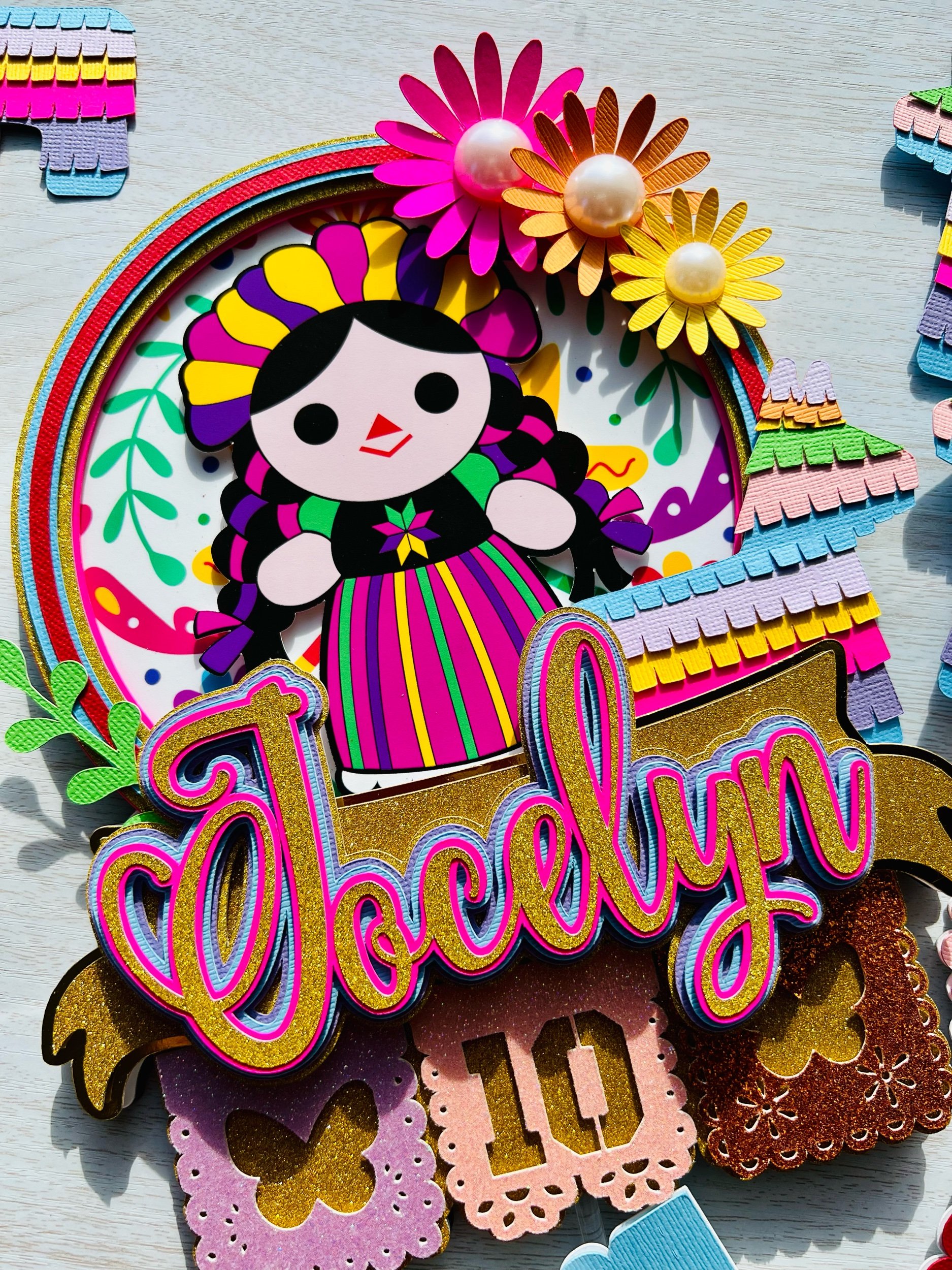 papel picado cake topper