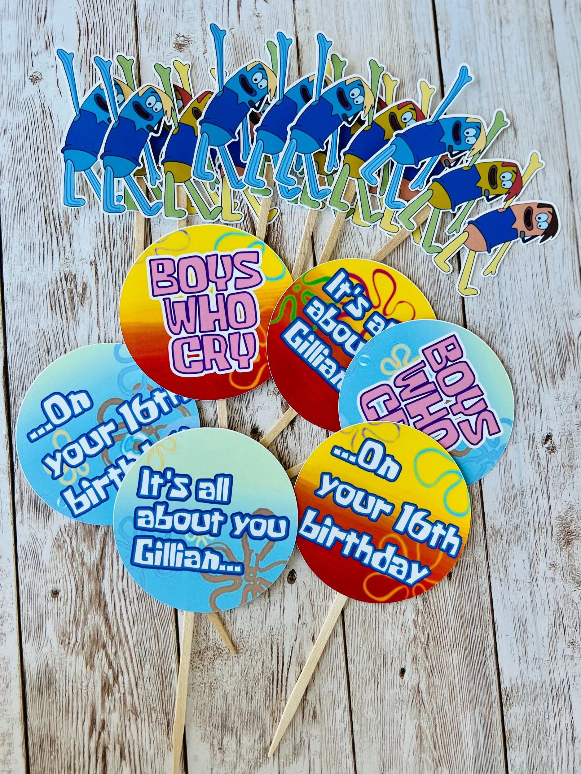 BOYS WHO CRY CUPCAKE TOPPERS