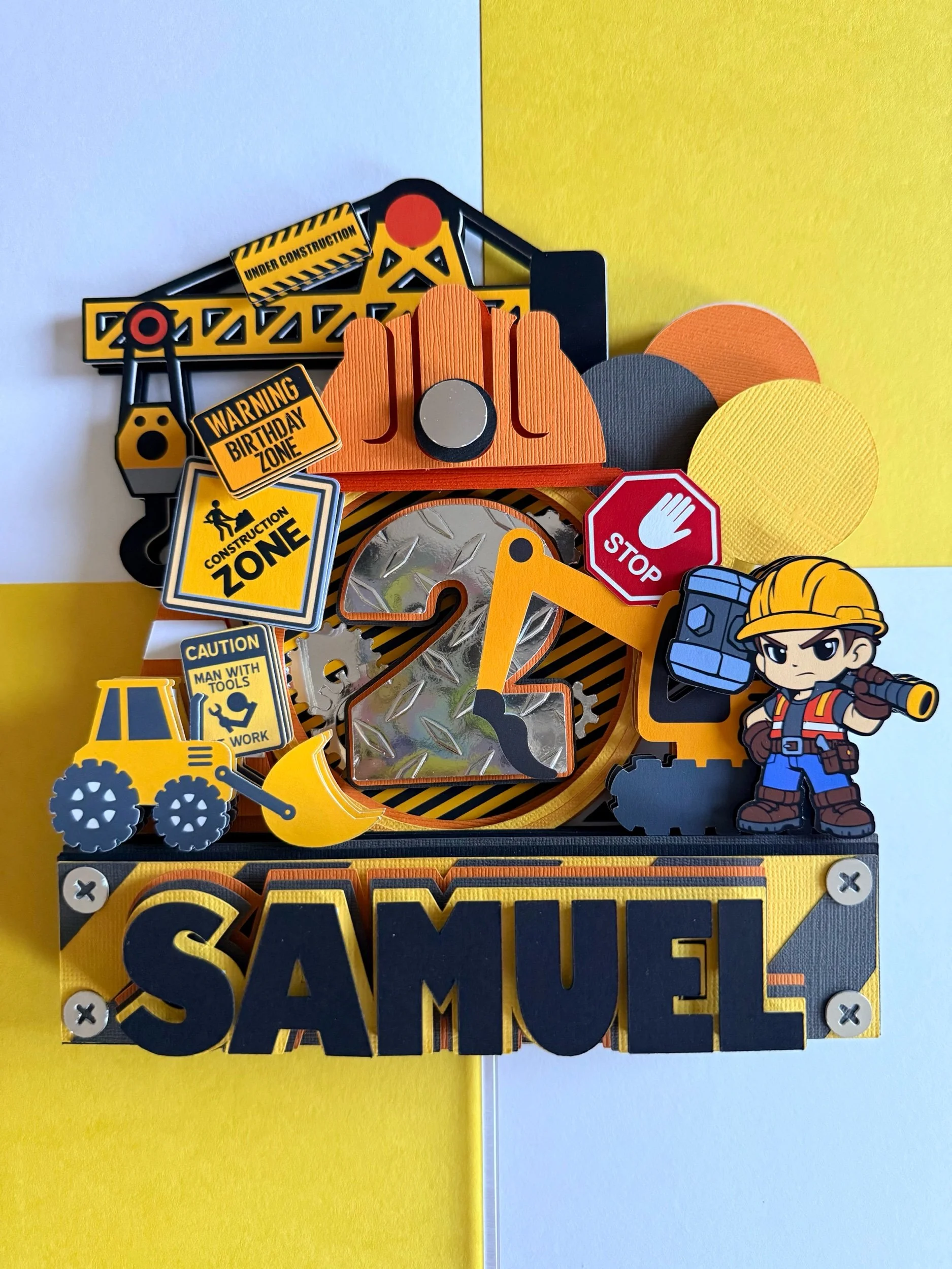 Construction cake topper