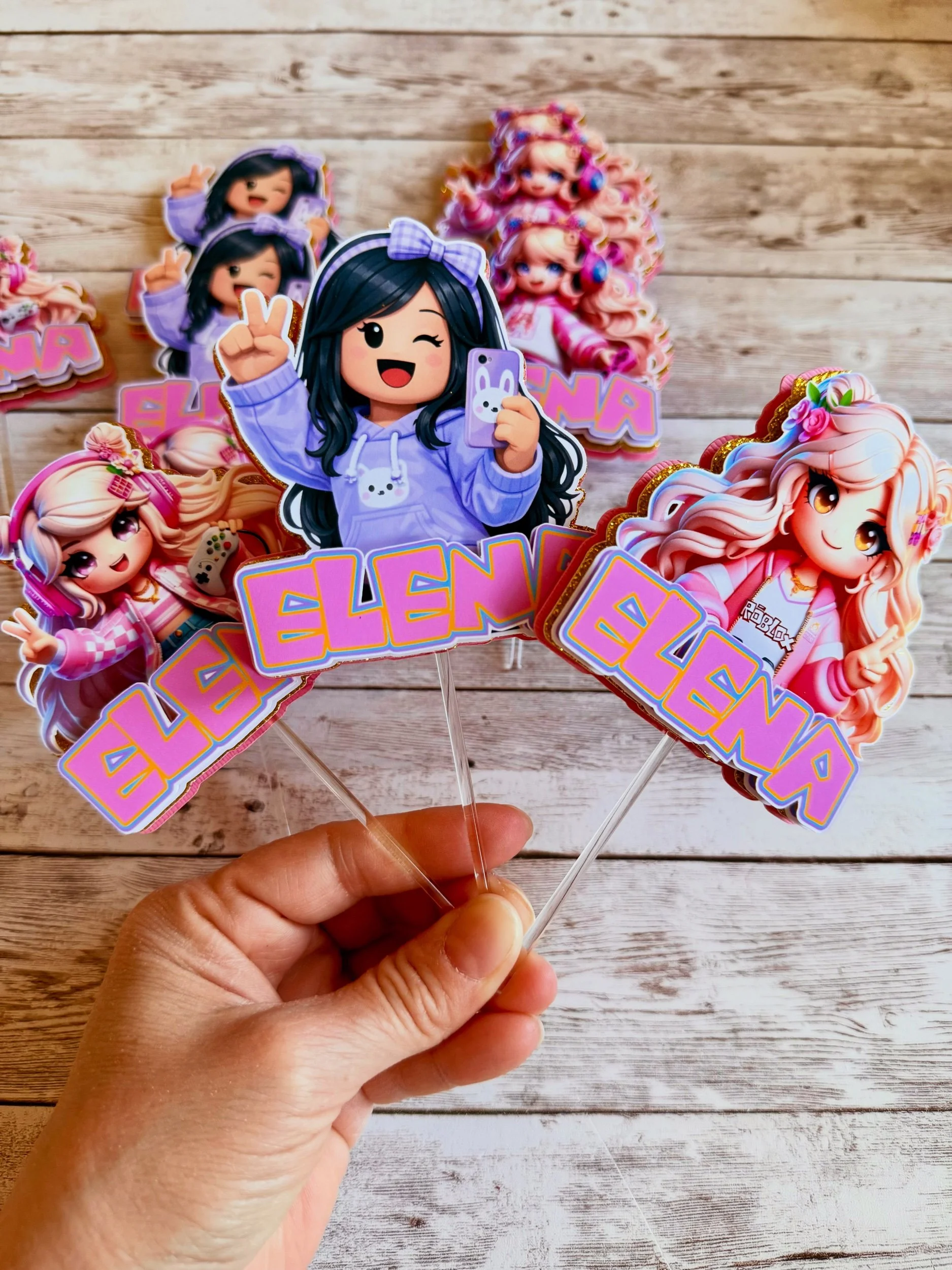 Pink Blox Cupcake Toppers