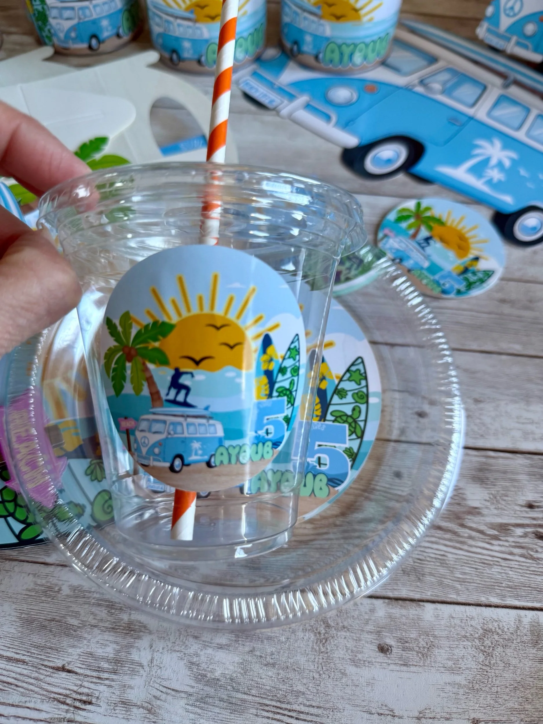 personalized surf paerty plates