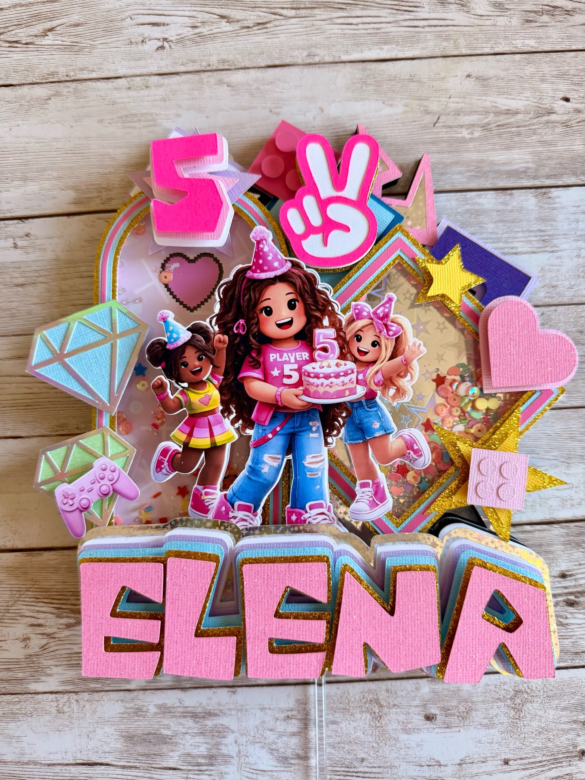 pink cake topper