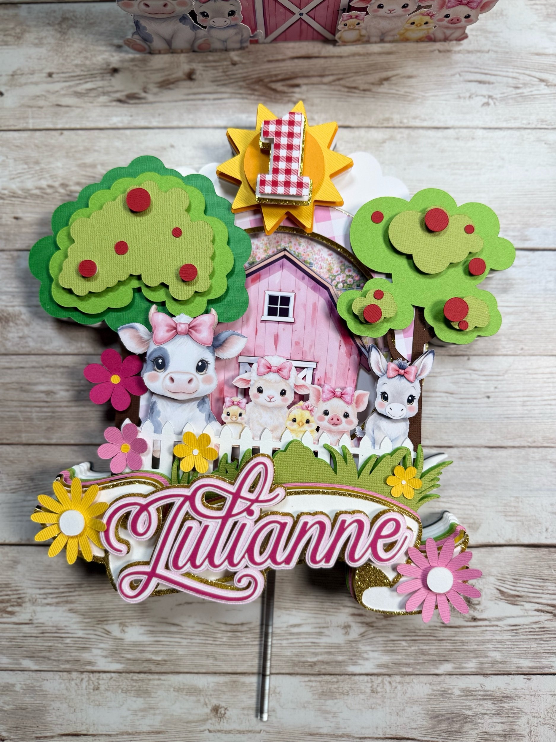 pink cake topper