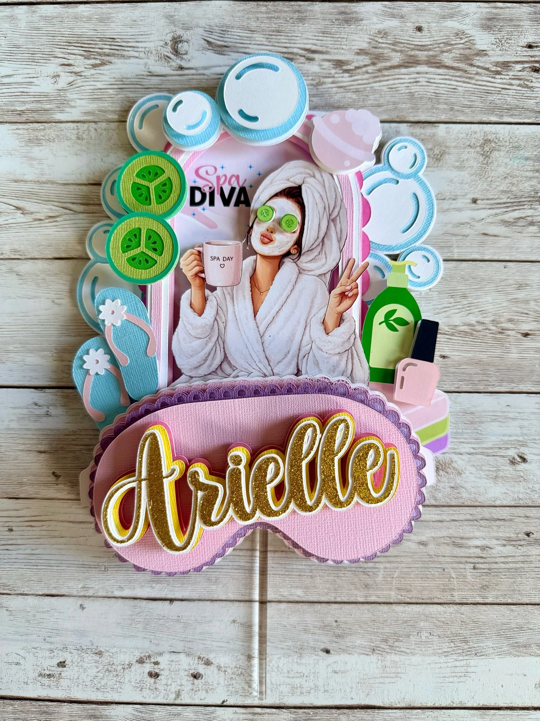 spa day cake topper