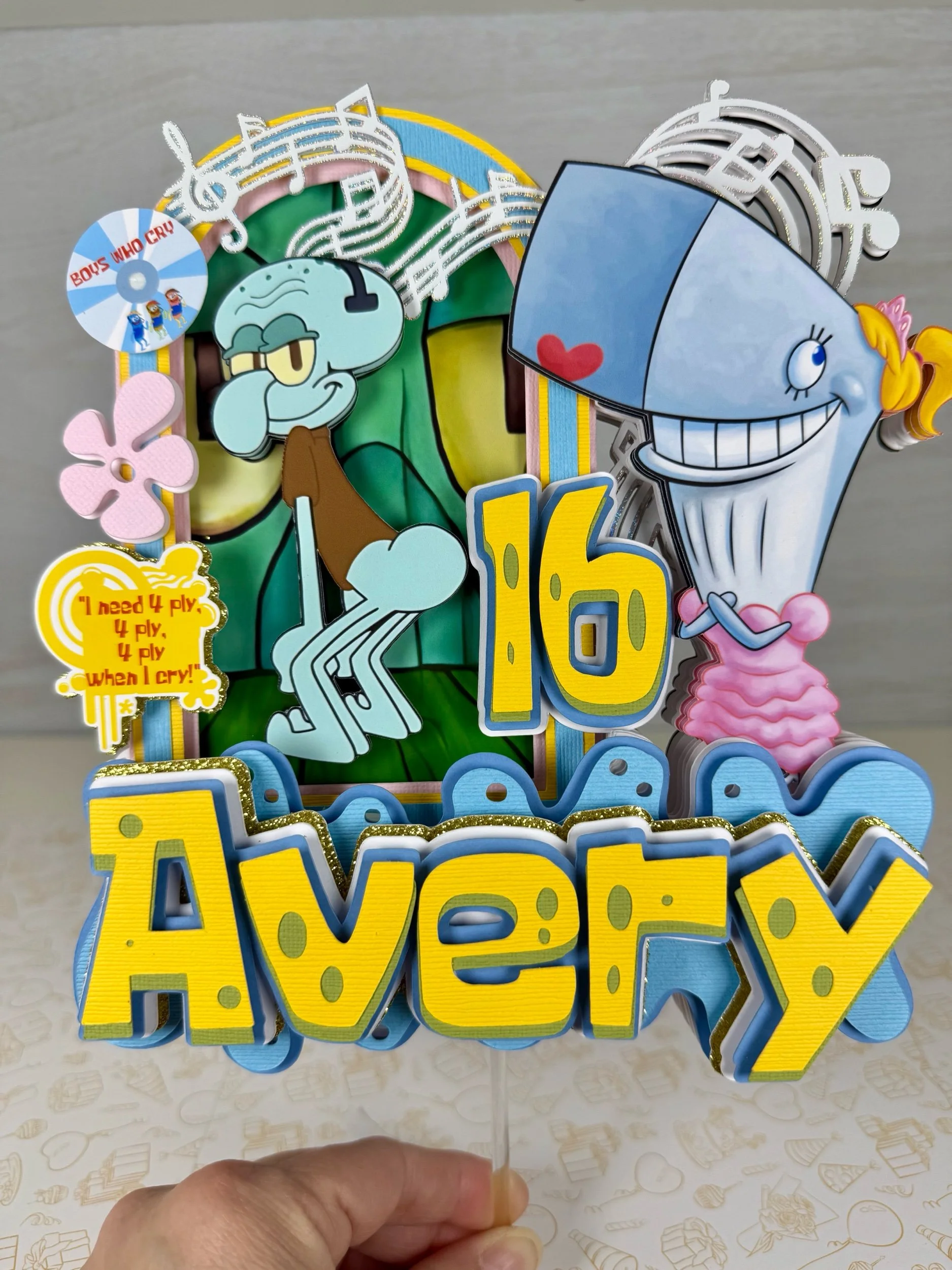 Squidward Boys Who Cry Cake Topper