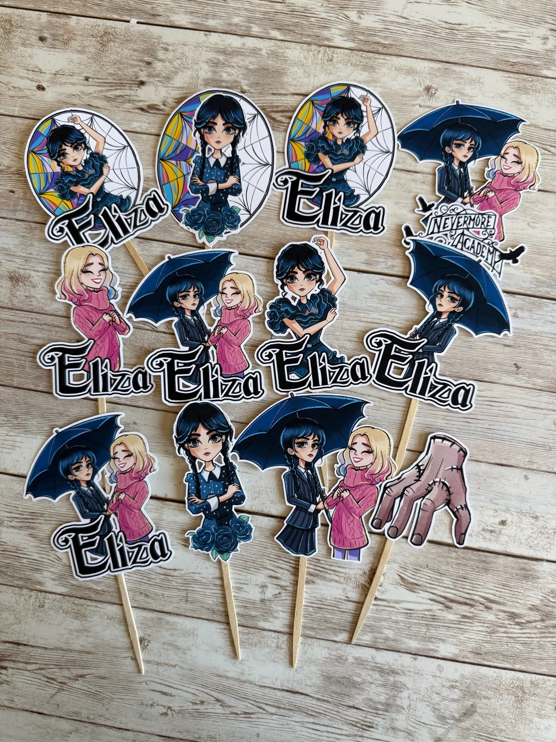 Wednesday Personalized Cupcake Toppers