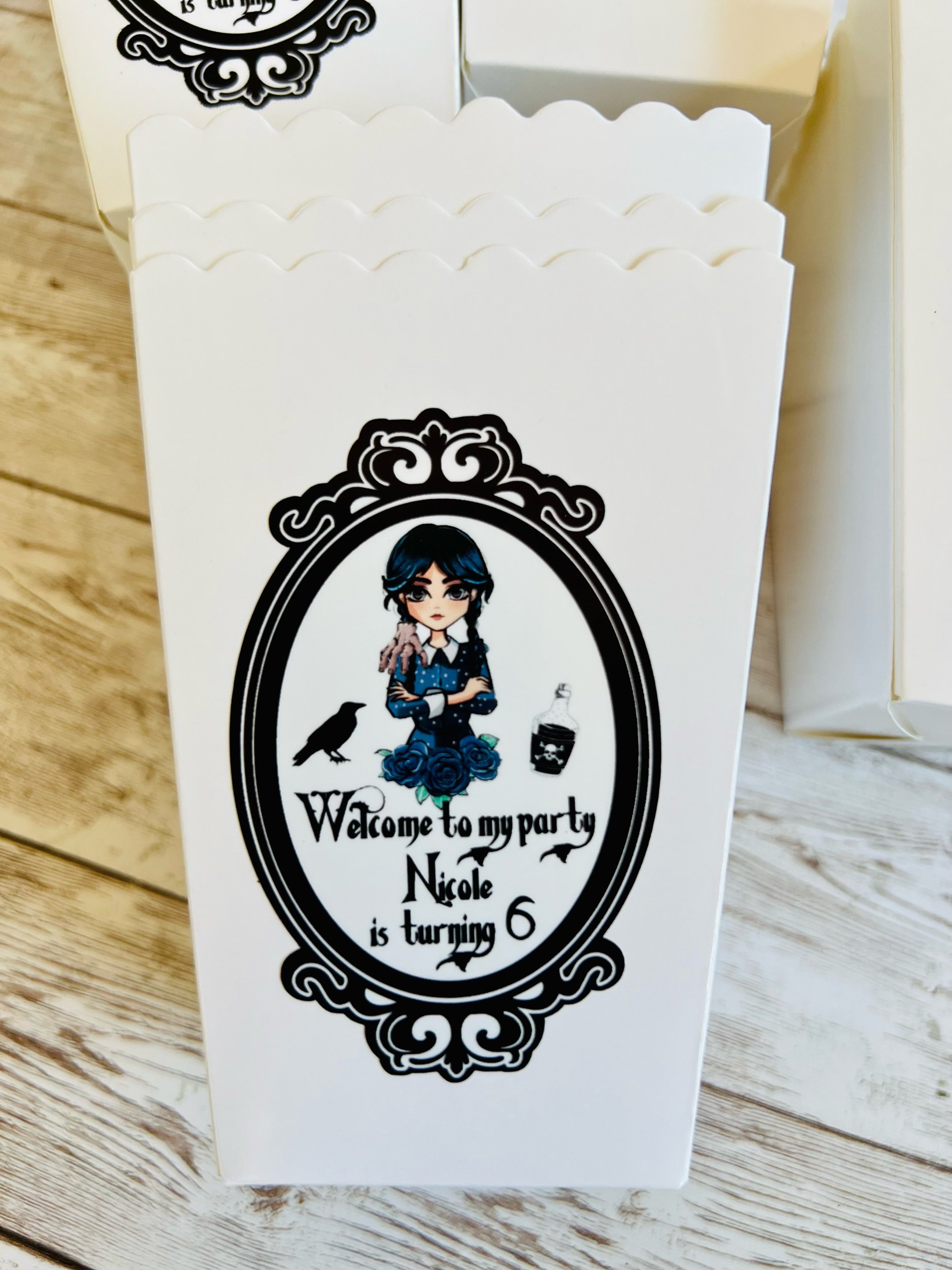 Wednesday popcorn boxes