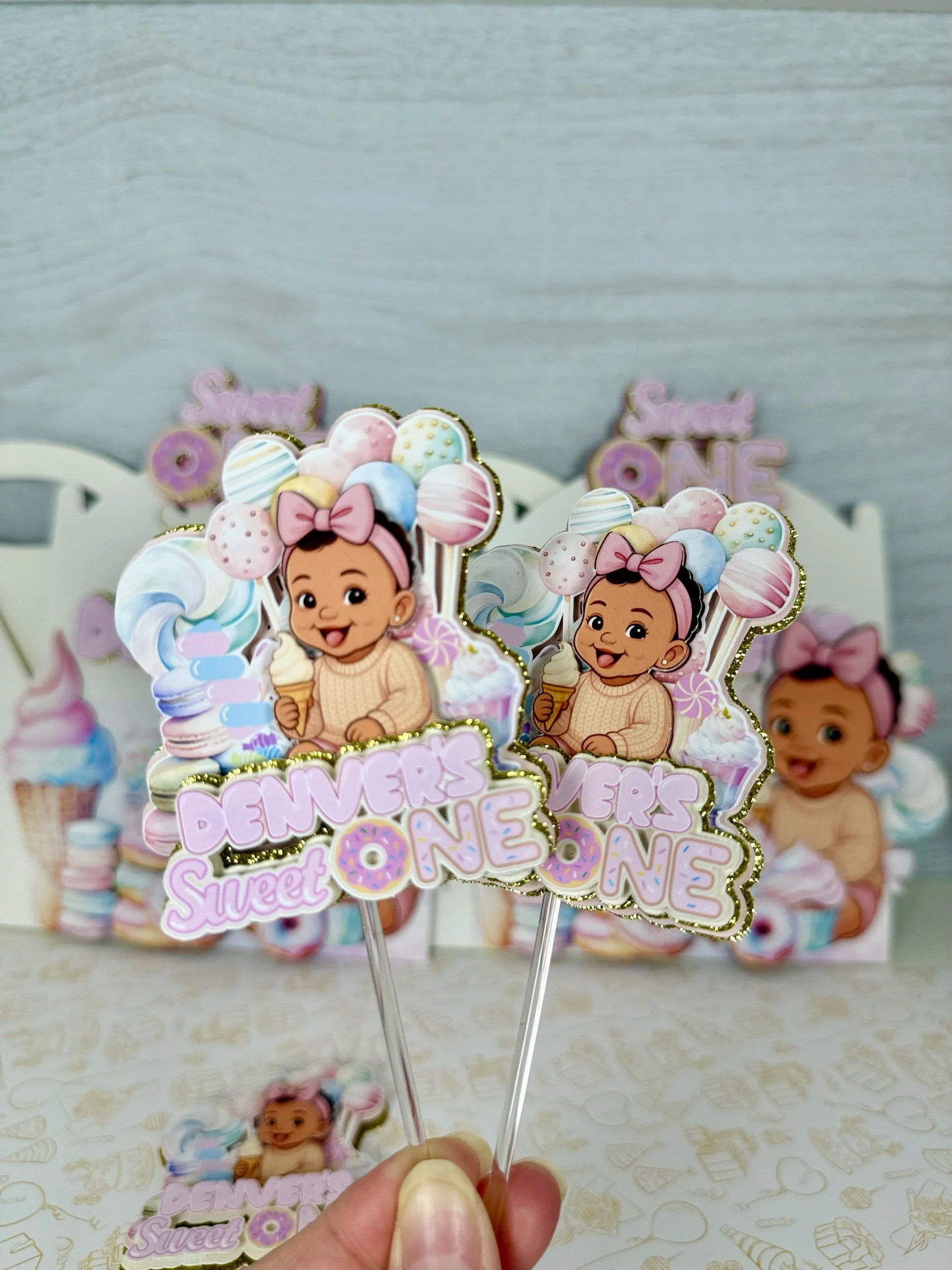 Sweet One Cupcake Toppers