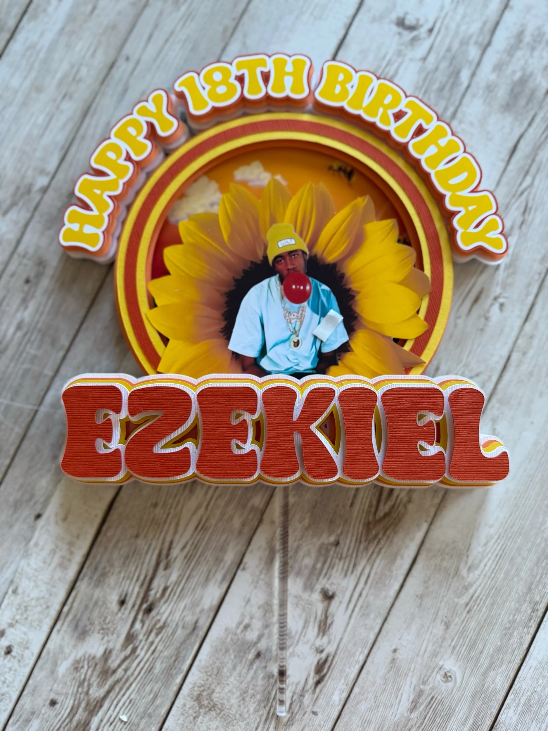 flower boy cake topper