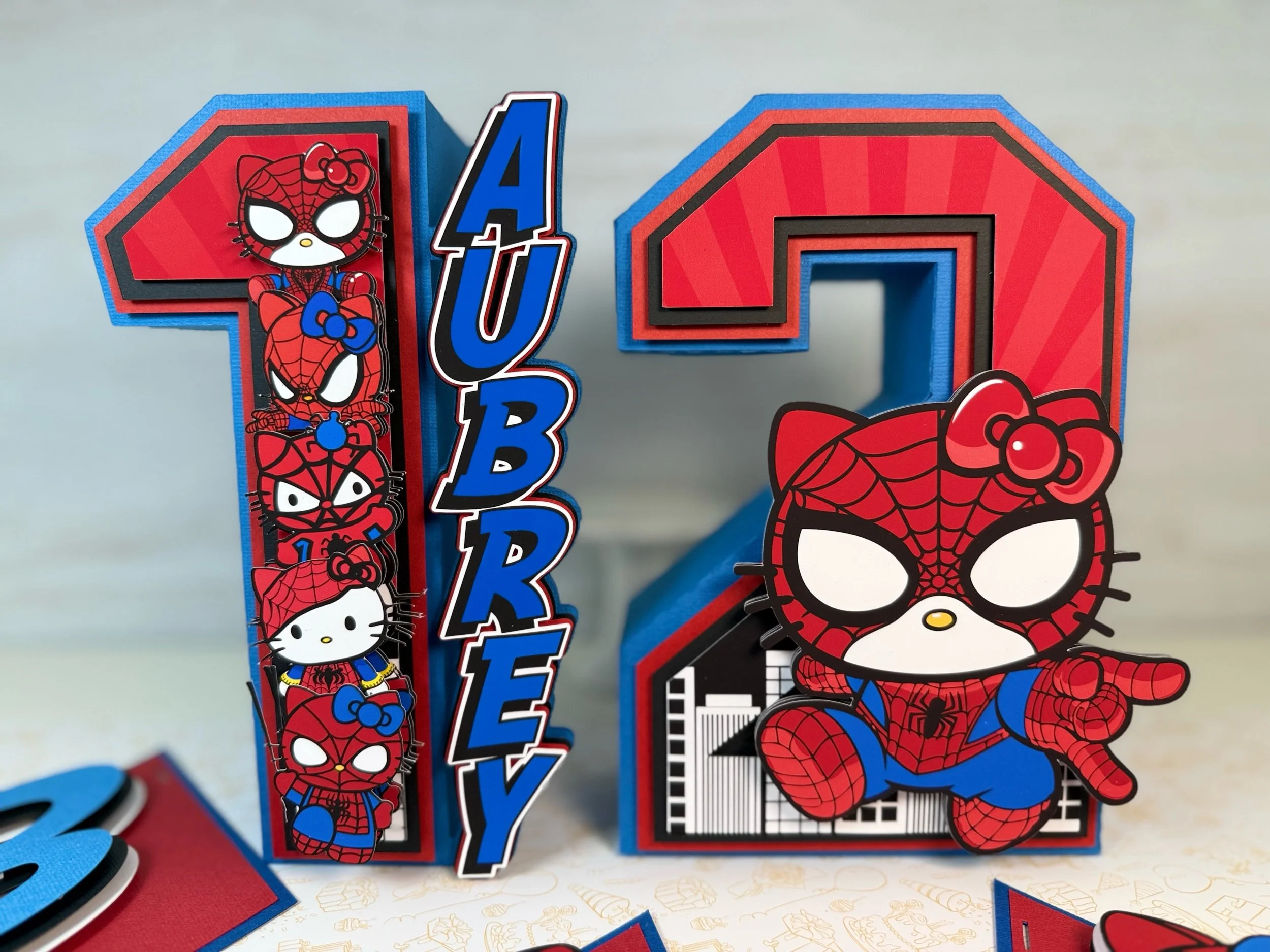 Personalized Spider Kitty 3D Numbers