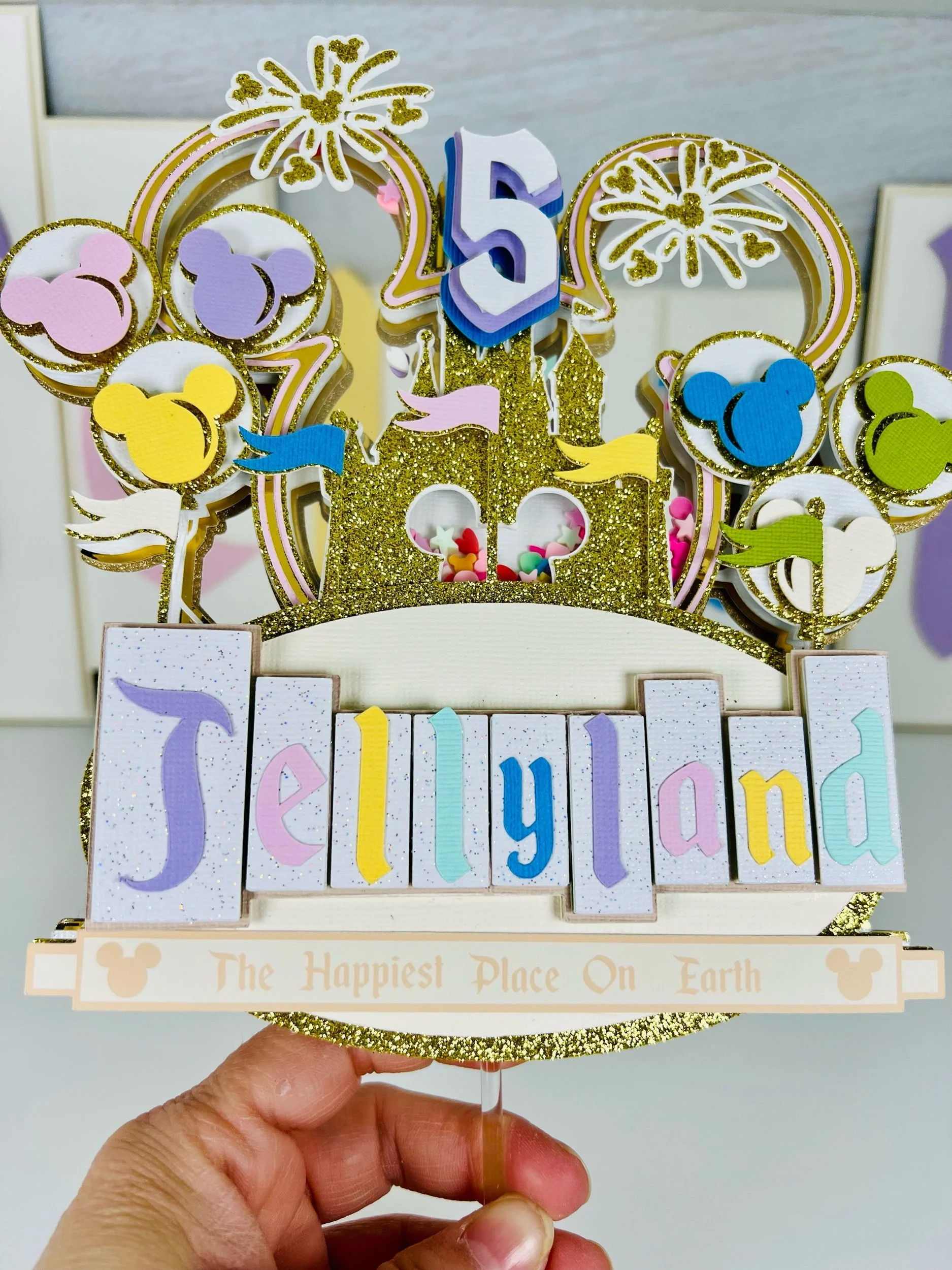 disney park shaker cake topper
