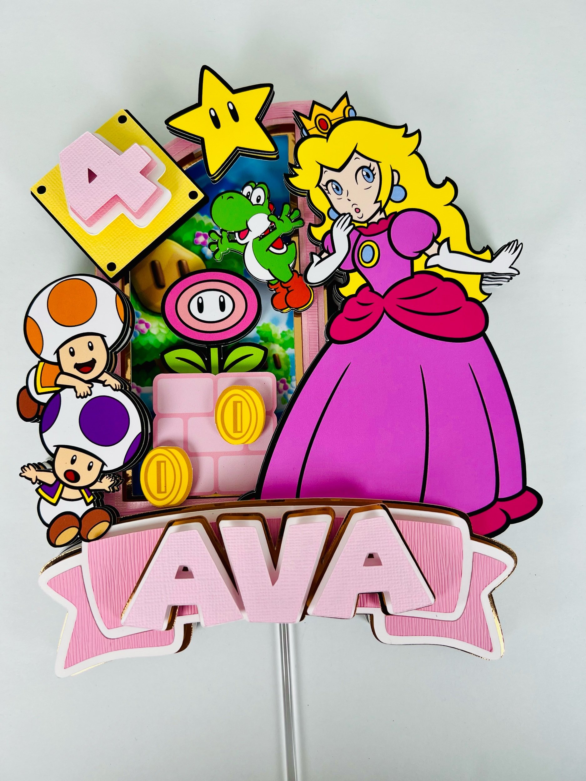 Personalized Peach Cake Topper